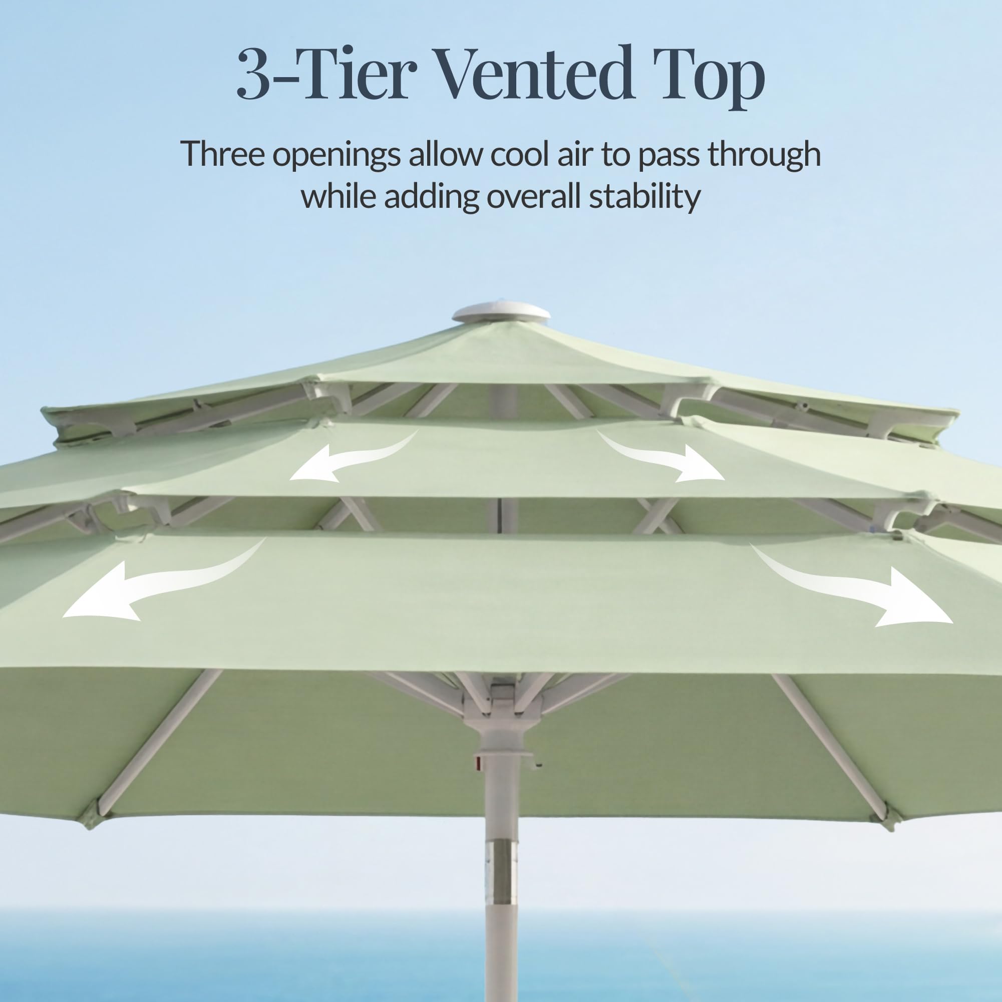 Best Choice Products 10ft 3-Tier Patio Umbrella White Pole, Outdoor Market Umbrella Steel Pole - Image 4