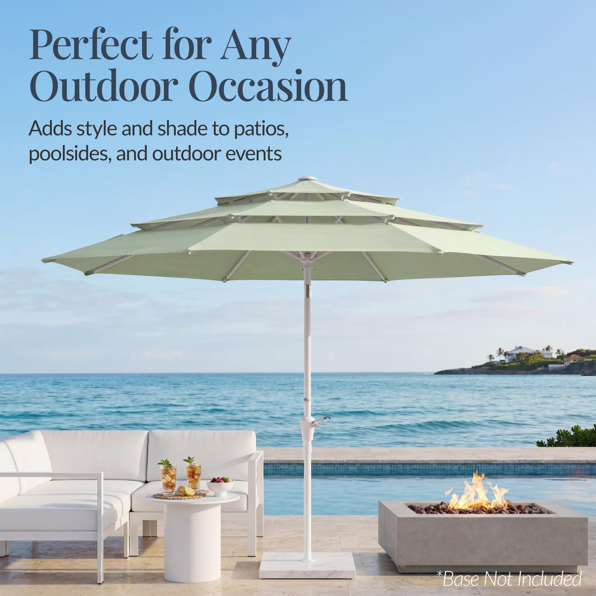 Best Choice Products 10ft 3-Tier Patio Umbrella White Pole, Outdoor Market Umbrella Steel Pole - Image 5