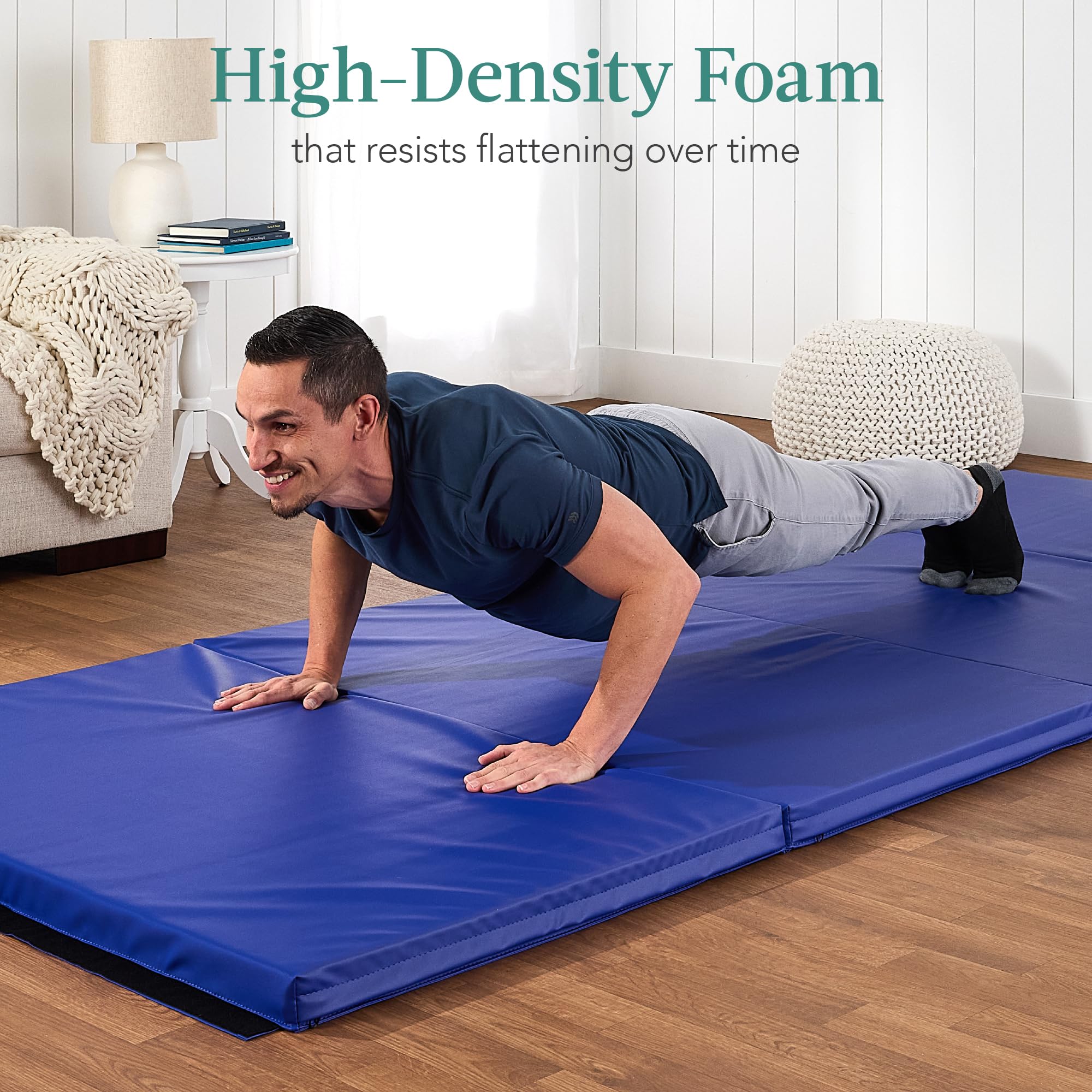 Best Choice Products 10ftx4ftx2in Folding Gym Mat 4-Panel Exercise Gymnastics Aerobics Workout Fitness Floor Mats w/Carrying Handles - Image 3