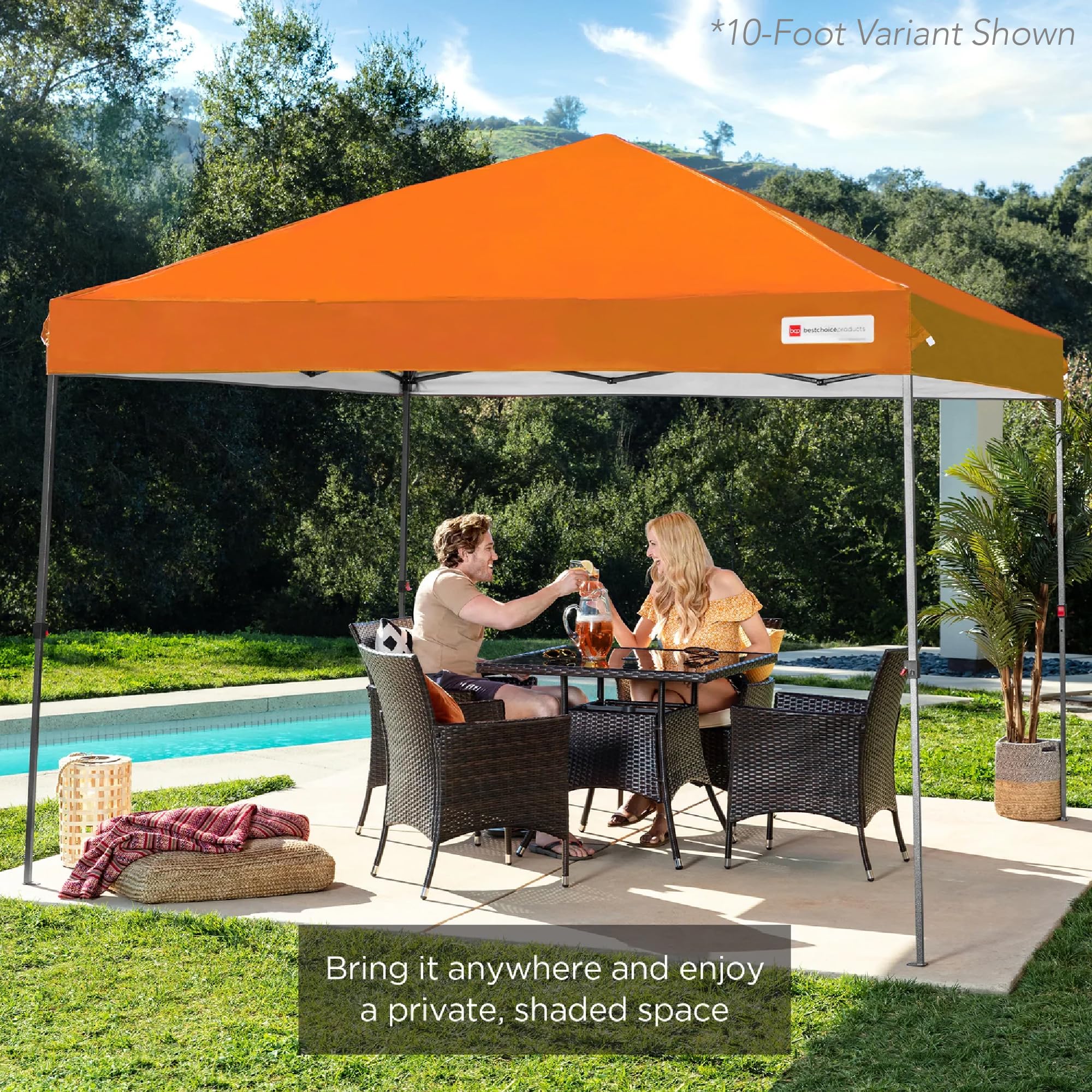 Best Choice Products 12x12ft Pop Up Canopy Tent, Outdoor Shade, 1 Person 1 Minute Set Up, Carry Case, 4 Weight Bags - Orange - Image 6