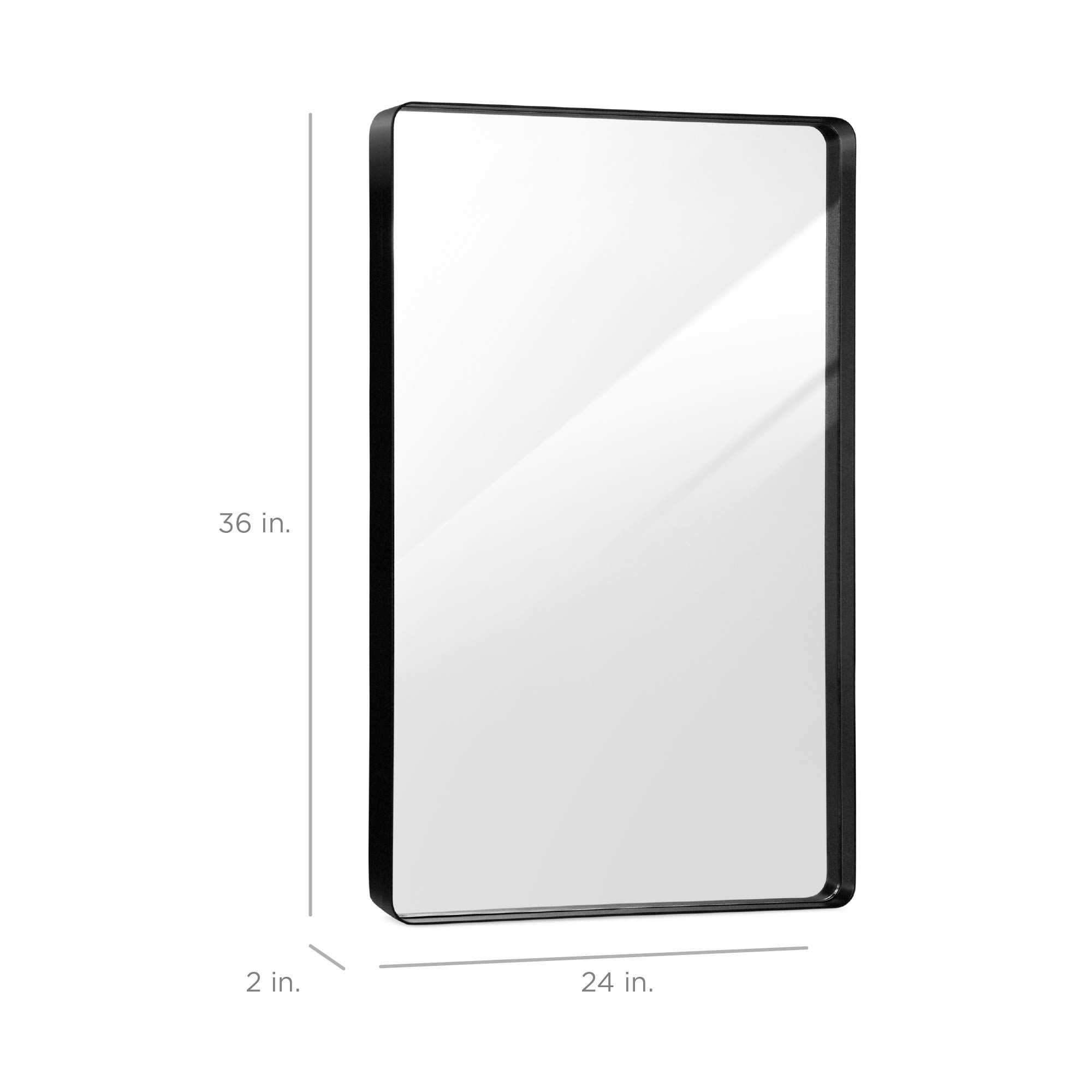 Best Choice Products 24x36in Black Matte Metal Frame Bathroom Mirror for Wall, Rounded Rectangle Vanity Mirror, Decor Mirror, Hangs Horizontally or Vertically - Image 7