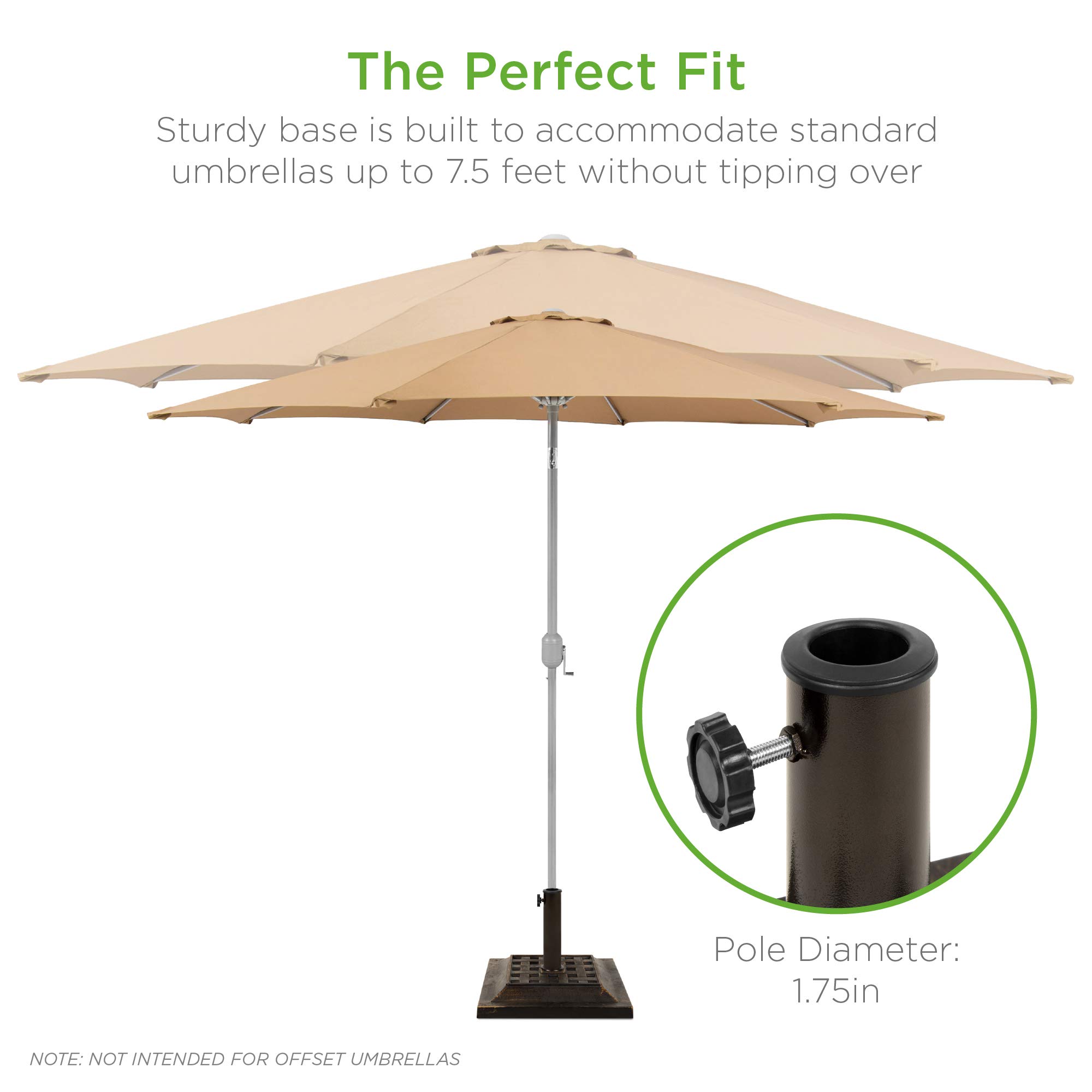 Best Choice Products 26lb Outdoor Patio Umbrella Stand Heavy-Duty Steel Square Umbrella Base w/Bronze Finish, Decorative Basket Weave Pattern - Image 4