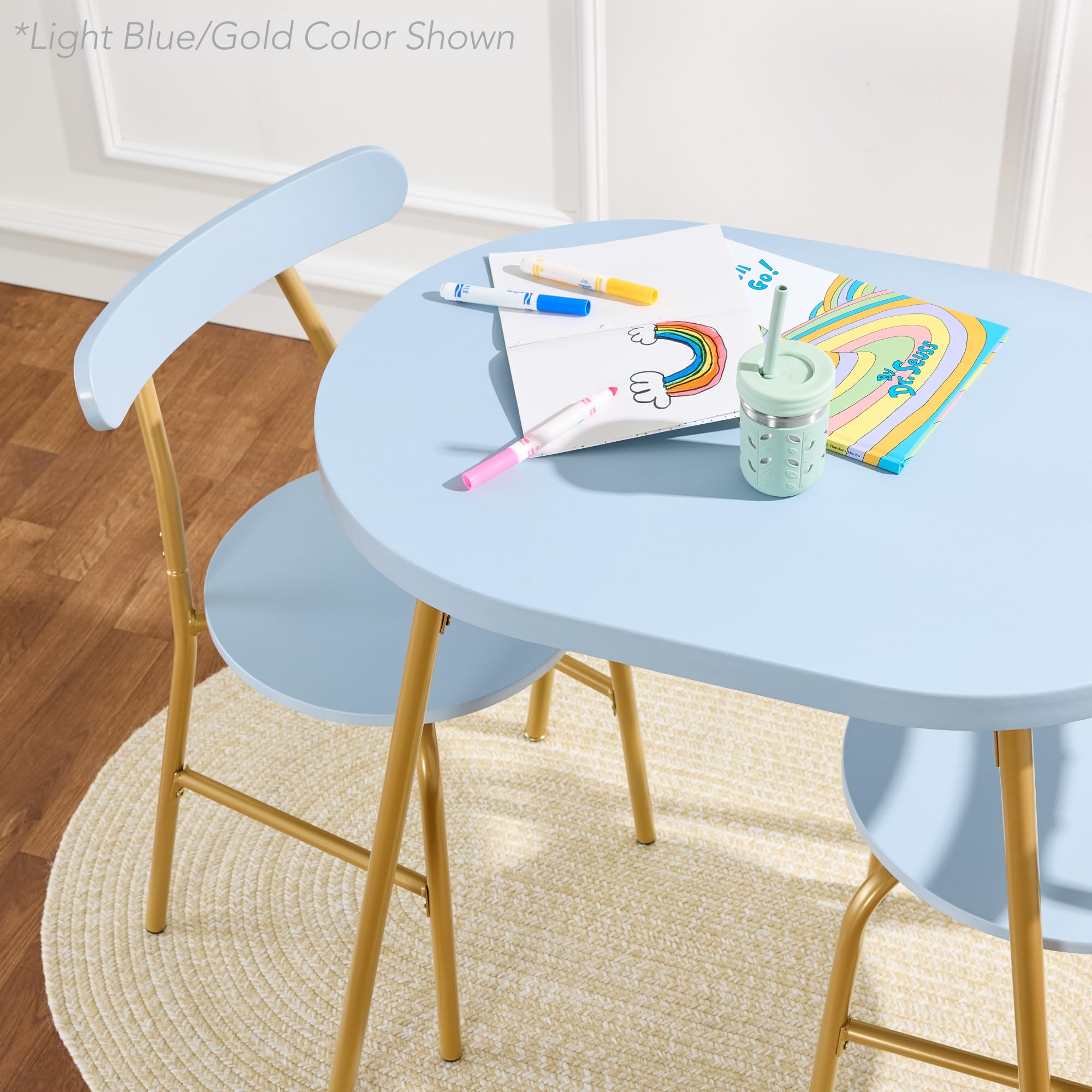 Best Choice Products 3-Piece Oval Dining Table Set, Modern Small Kitchen Dinette w/ 2 Chairs, Metal Frame, Curved Backrests - Sage Green/Gold - Image 5