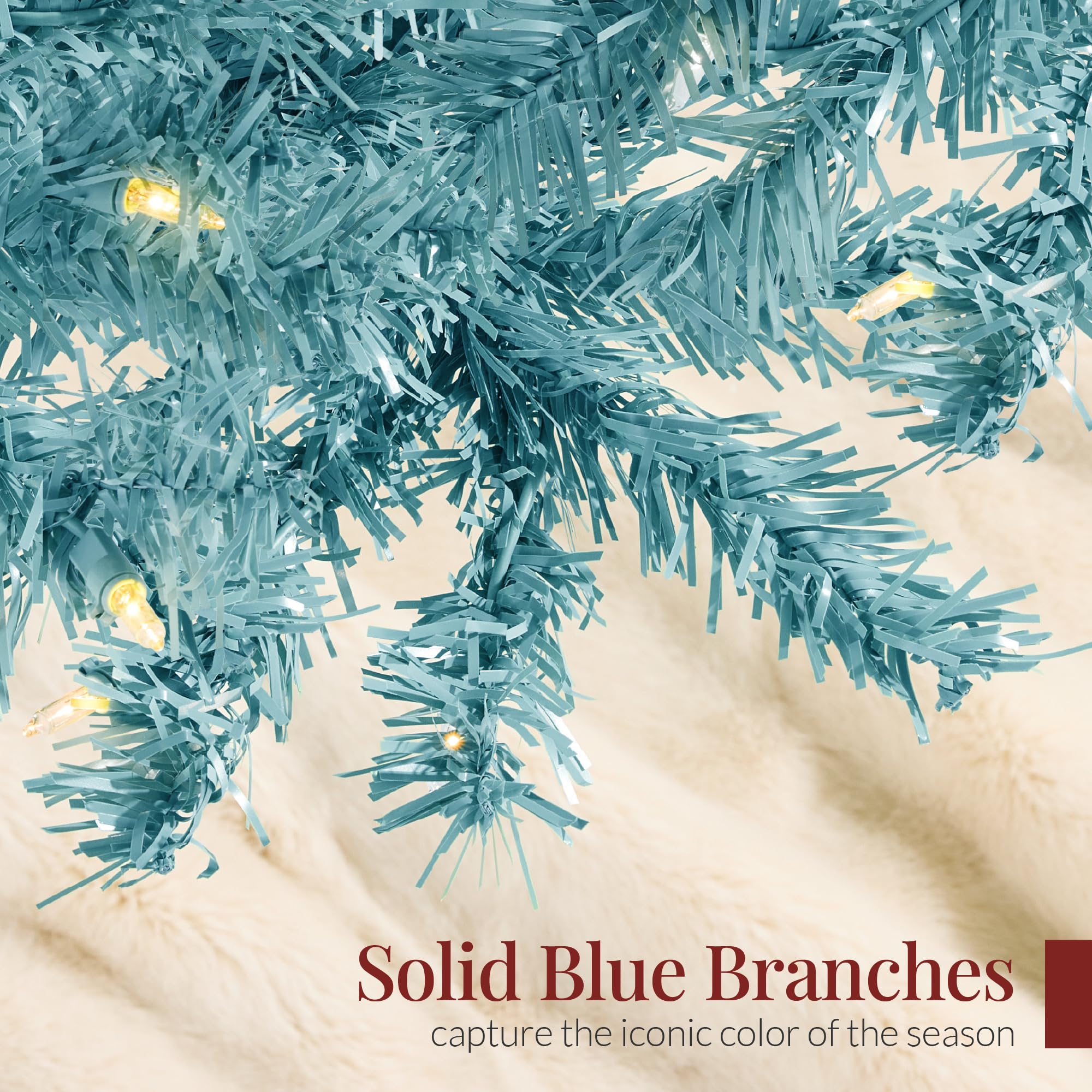 Best Choice Products 4.5ft Pre-Lit Peacock Blue Christmas Tree, Full Artificial Holiday Decoration w/ 362 Branch Tips, 175 Lights, Foldable Base - Image 6