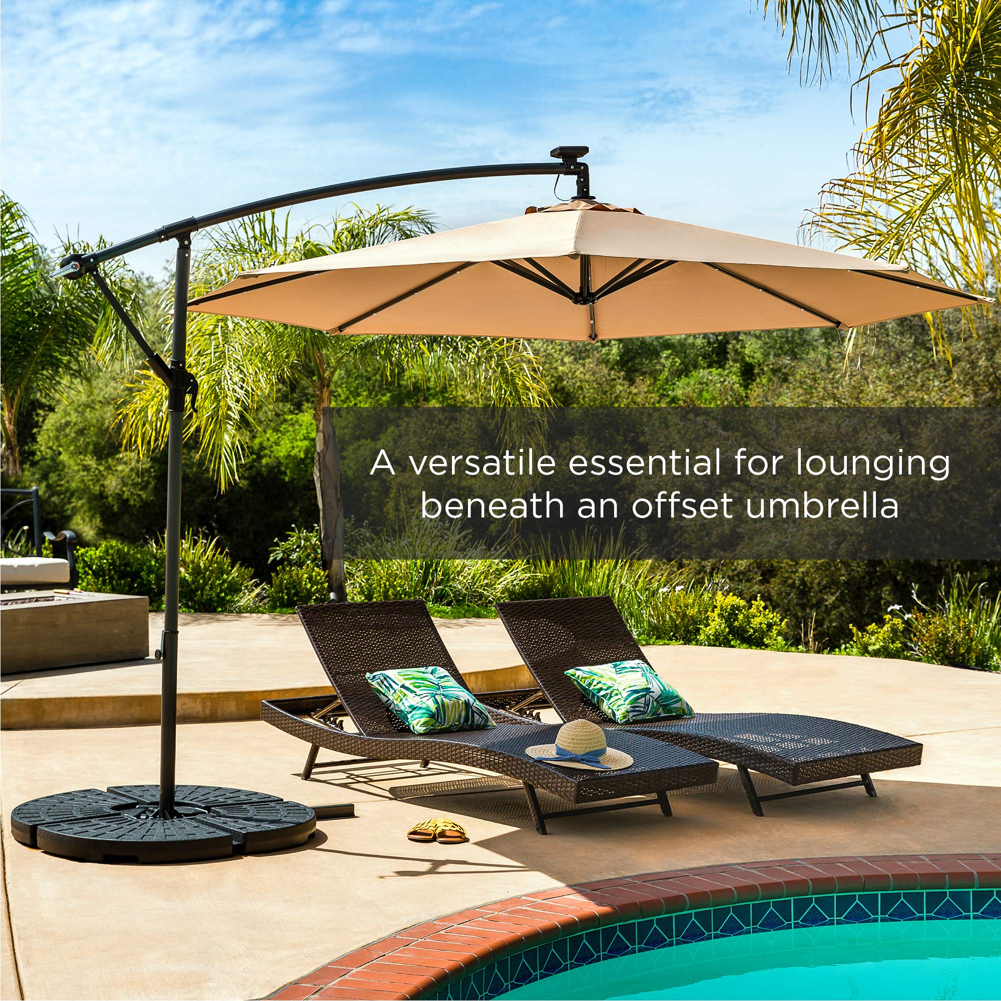 Best Choice Products 4-Piece 158lb Capacity Cantilever Offset Patio Umbrella Circular Base Stand w/Carry Handles, Easy-Fill Spouts, Base Connector Hooks, UV Stability - Black - Image 5