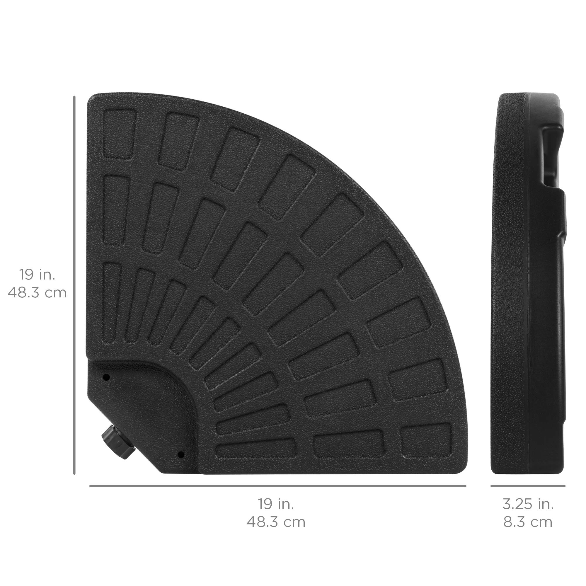 Best Choice Products 4-Piece 158lb Capacity Cantilever Offset Patio Umbrella Circular Base Stand w/Carry Handles, Easy-Fill Spouts, Base Connector Hooks, UV Stability - Black - Image 7
