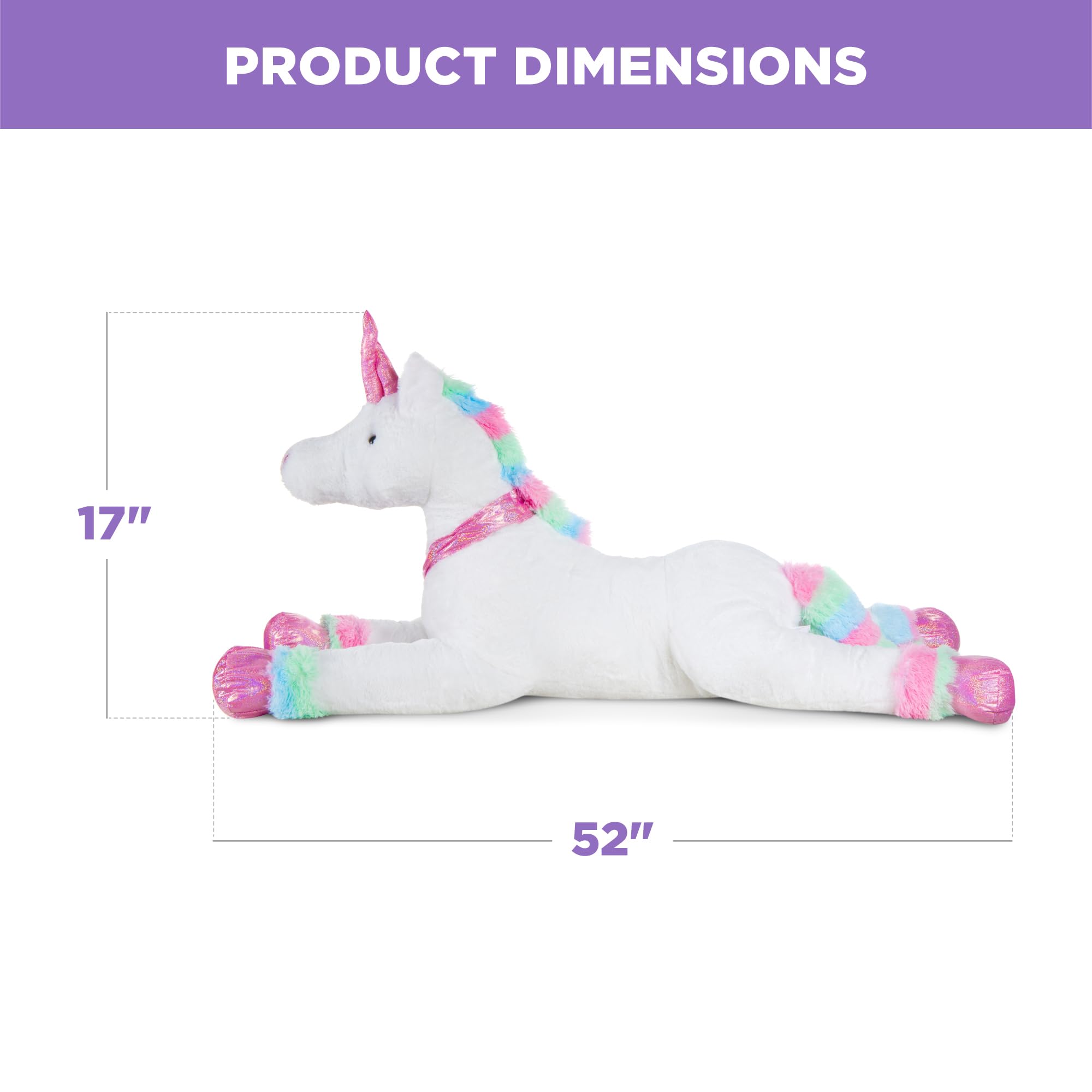 Best Choice Products 52in Kids Extra Large Plush Unicorn, Life-Size Stuffed Animal Toy w/Rainbow Details - Soft White Fur - Image 7
