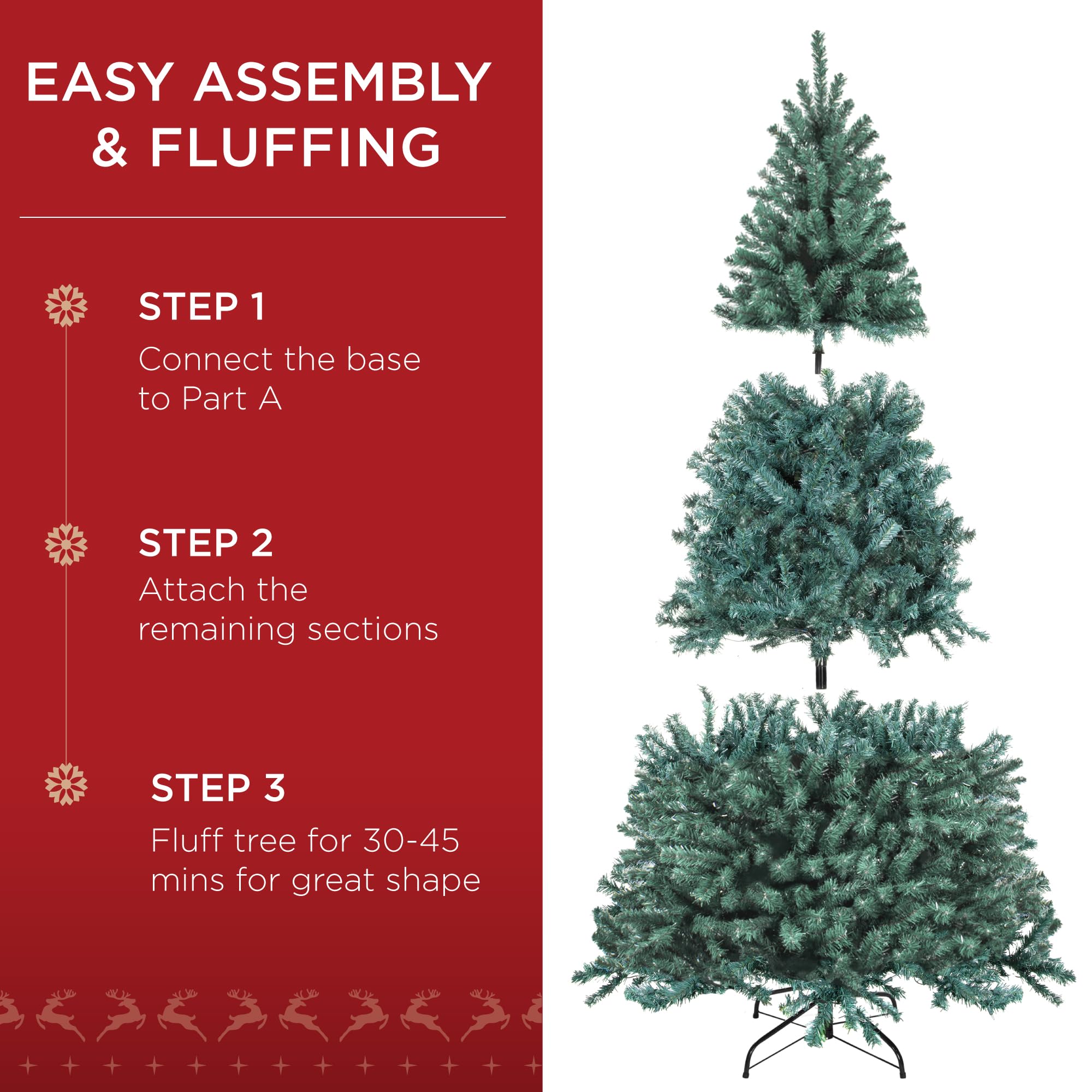 Best Choice Products 6ft Pre-Lit Blue Spruce Christmas Tree, Artificial Full Hinged Decor, Holiday Decoration w/ 250 Warm White Incandescent Lights, 900 Tips, Foldable Metal Base - Image 5