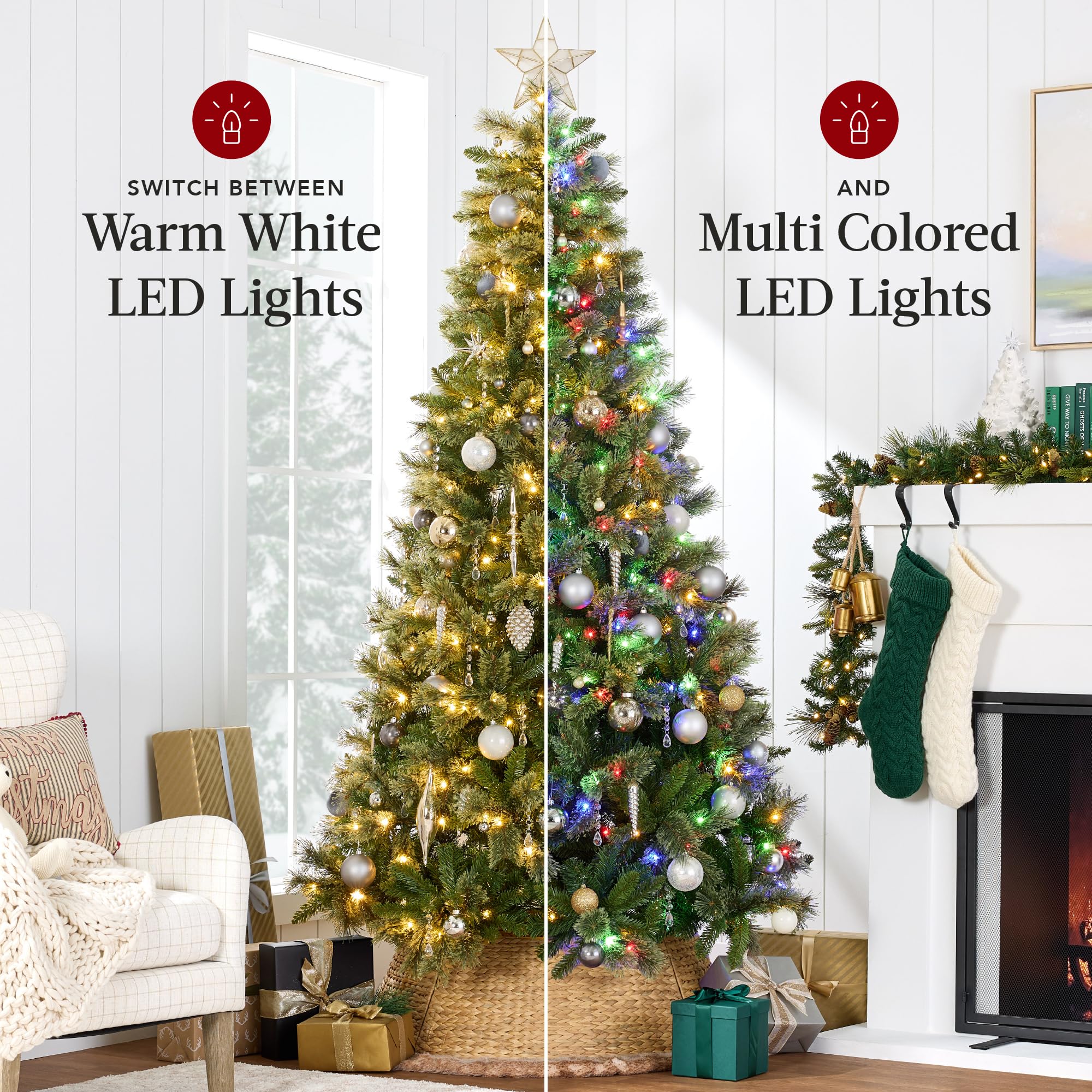 Best Choice Products 6ft Pre-Lit Cashmere Christmas Tree, Premium Artificial Holiday Decor w/Cordless Connection, 2-in-1 LED Lights, Folding Stand - Image 4