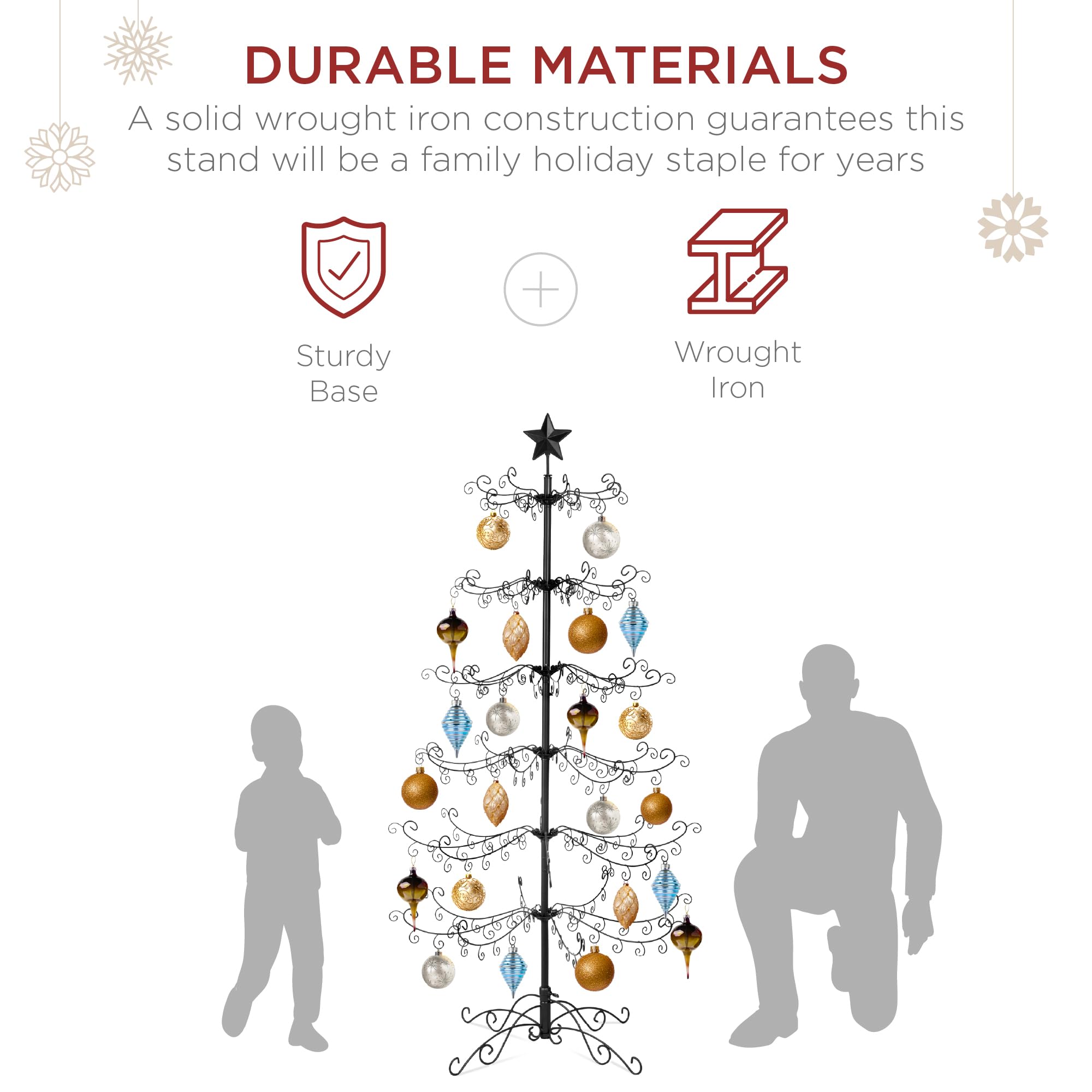 Best Choice Products 6ft Wrought Iron Ornament Display Christmas Tree w/Easy Assembly and Stand - Black - Image 4