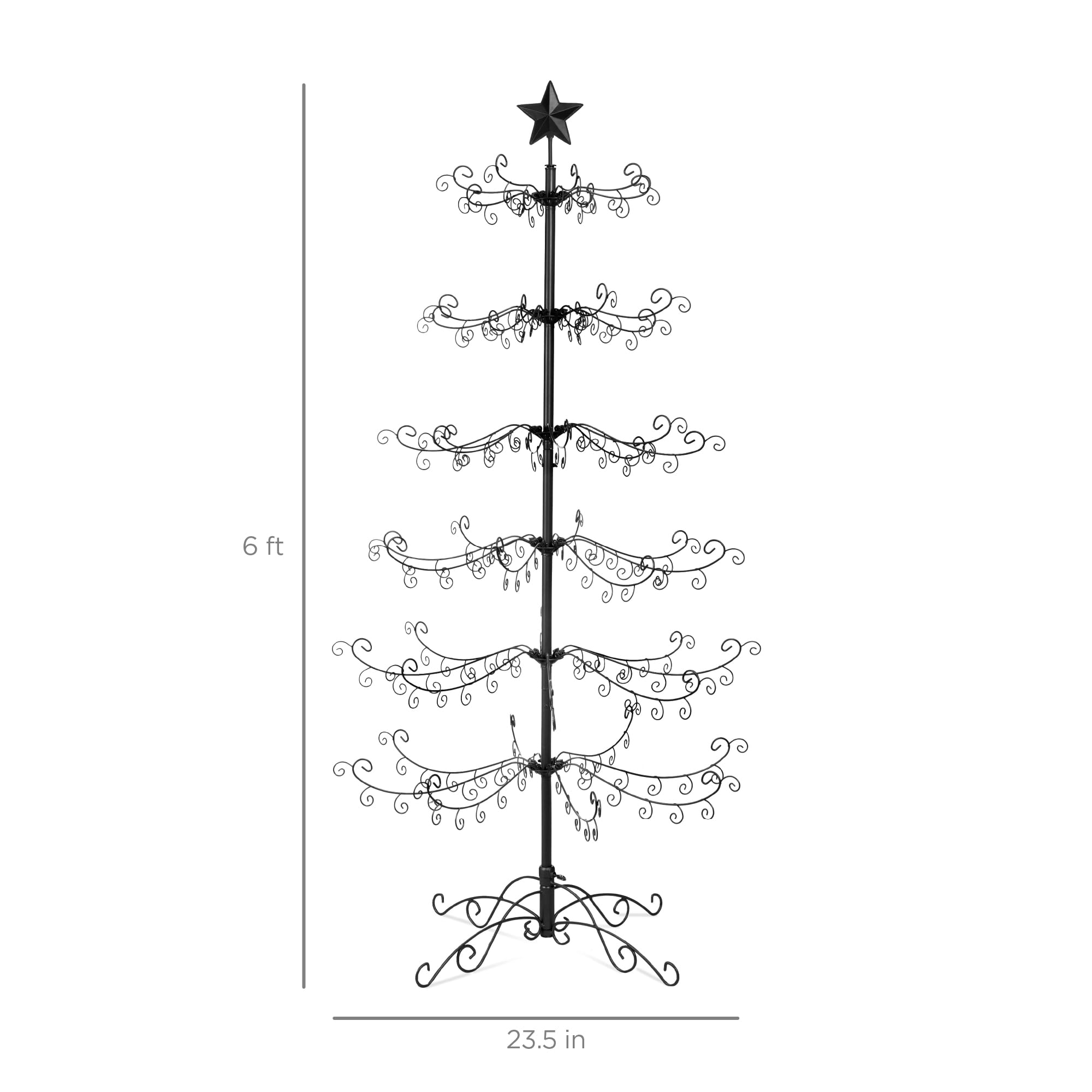 Best Choice Products 6ft Wrought Iron Ornament Display Christmas Tree w/Easy Assembly and Stand - Black - Image 7