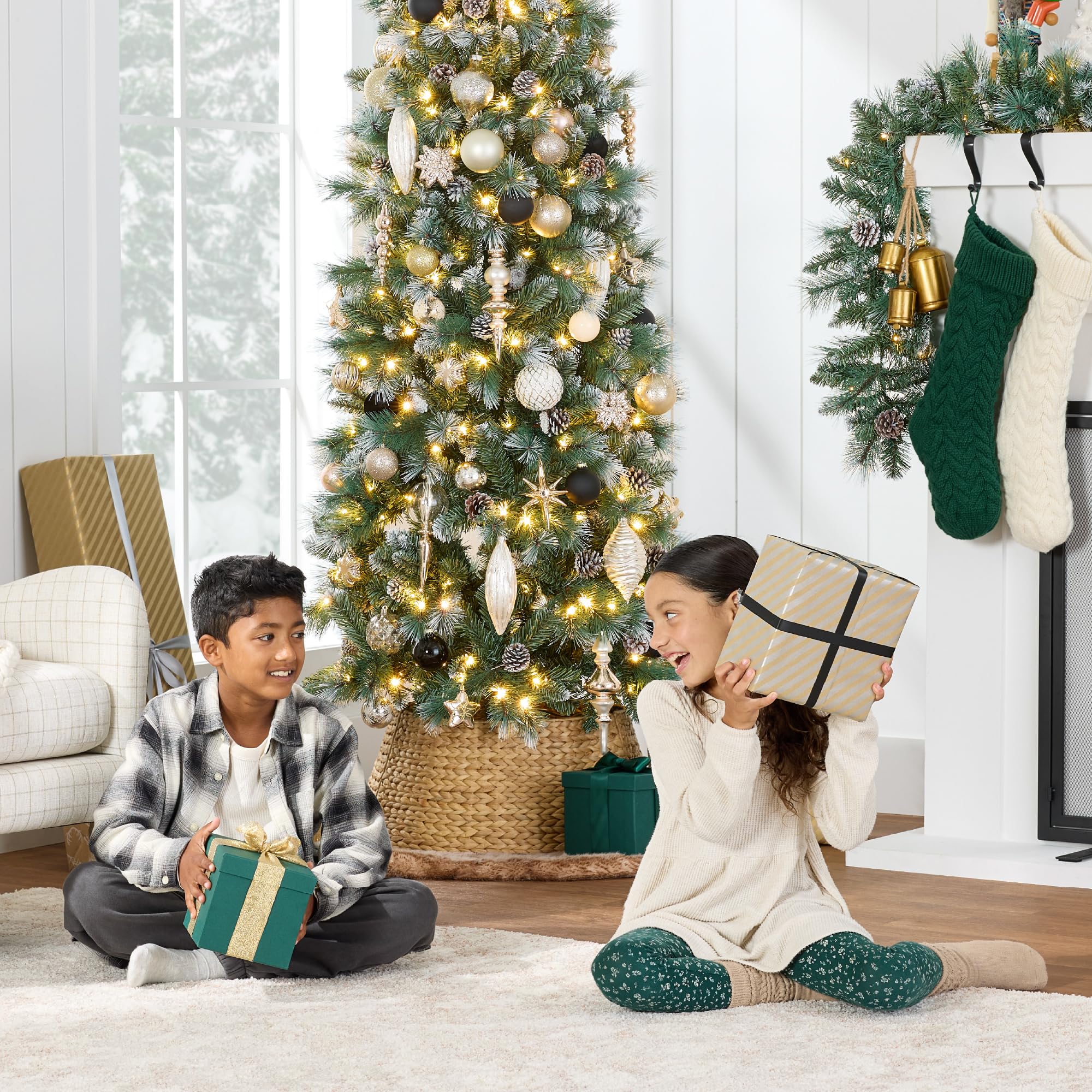 Best Choice Products 7.5ft Pre-lit Pencil Christmas Tree, Frosted Scotch Pine Slim Holiday Tree Decoration, Skinny Xmas Tree w/White & Multicolor LED Lights, Foldable Stand - Image 6