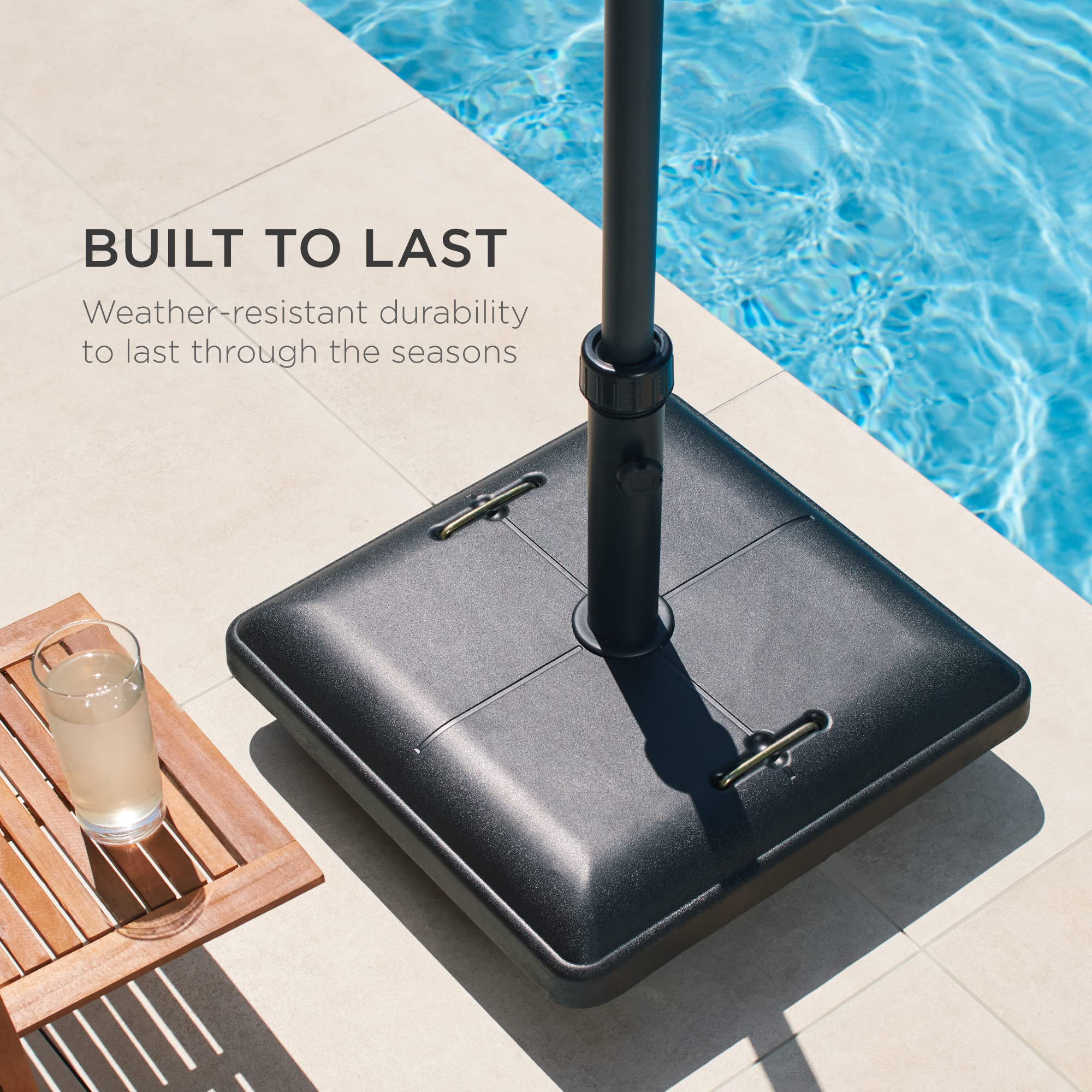 Best Choice Products 81-Pound Heavy Duty Square Concrete Rolling Outdoor Patio Umbrella Base Stand w/Locking Wheels, Handles - Image 6