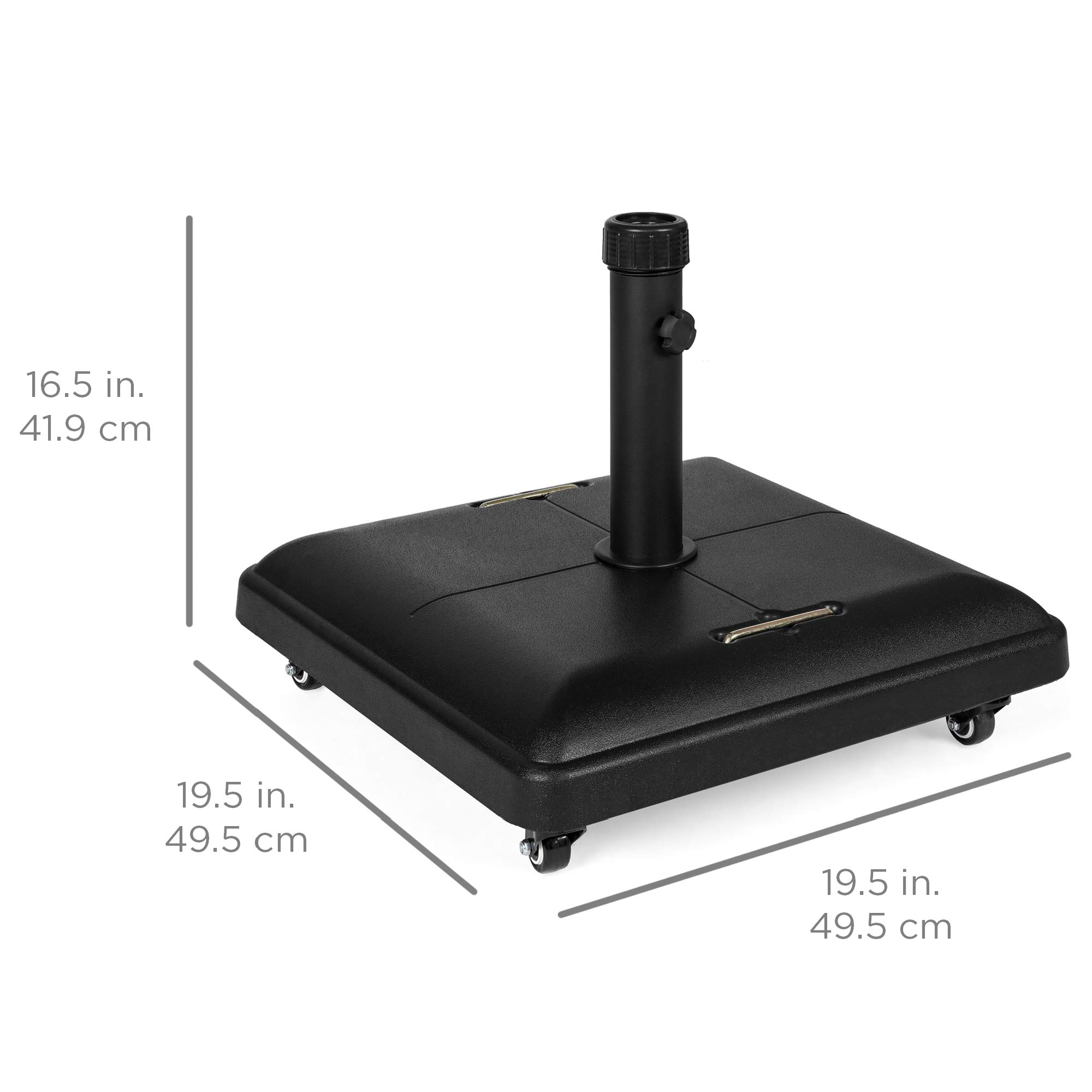 Best Choice Products 81-Pound Heavy Duty Square Concrete Rolling Outdoor Patio Umbrella Base Stand w/Locking Wheels, Handles - Image 7