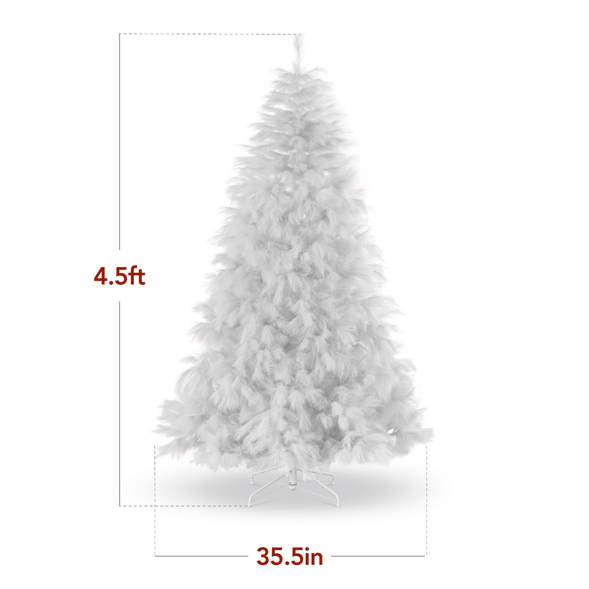 Best Choice Products Artificial White Pampas Christmas Tree, 4.5ft Premium Deluxe Unlit Pampas Grass Holiday Décor, Easy Assembly, Metal Base - Image 9