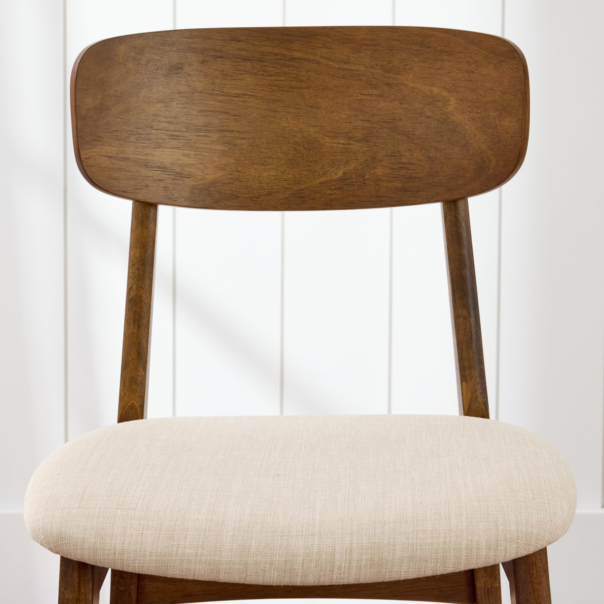 Best Choice Products Bar Stool Set of 2, Modern Farmhouse Counter Height Stools w/Upholstered Cushioned Seat, Wooden Curved Backrest - Walnut/Cream - Image 9