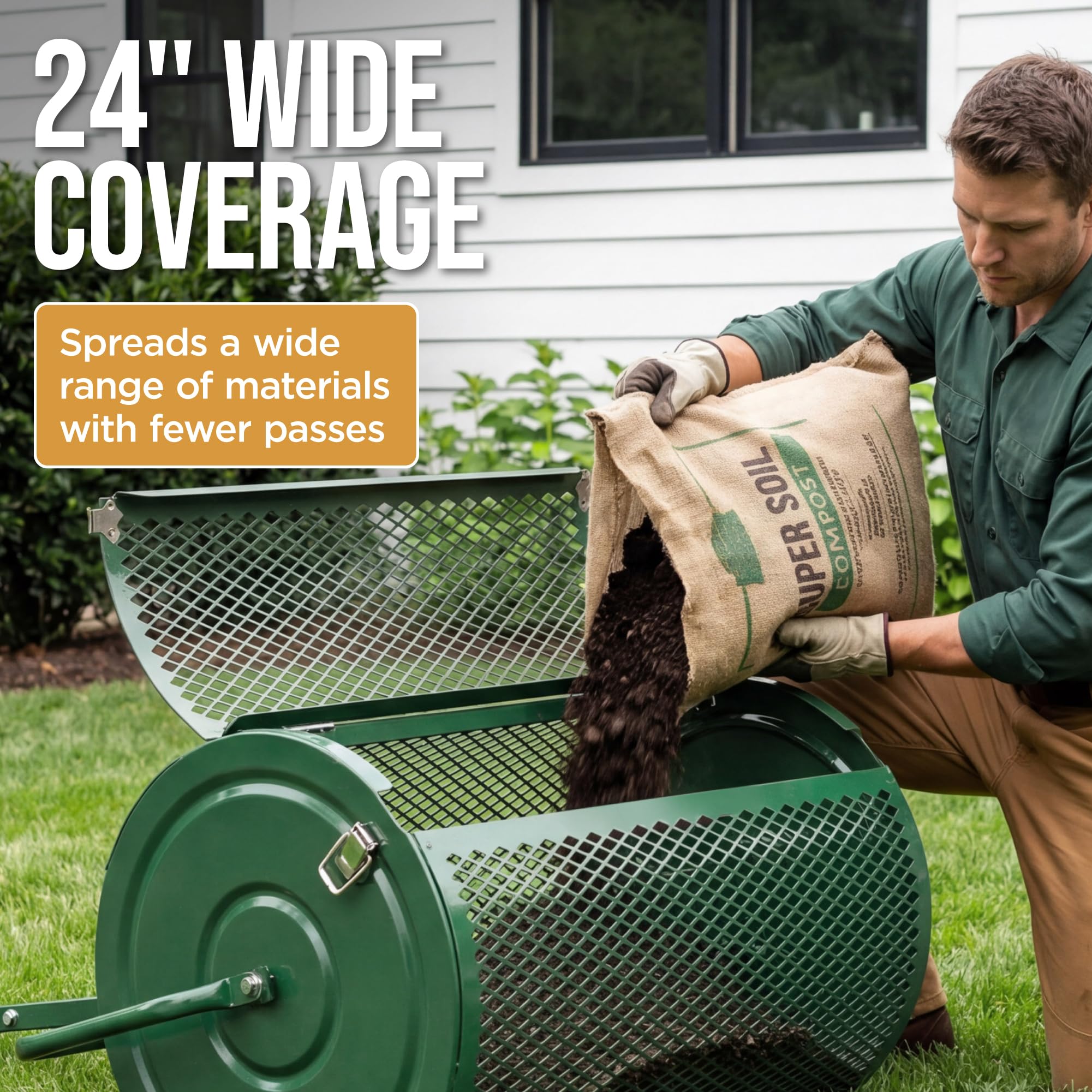 Best Choice Products Compost Spreader 24" Wide, Heavy Duty Steel Lawn & Peat Moss Spreader, Adjustable T-Shaped Handle​ - Top Soil, Sand, Manure, Mulch, Top Dressing Lawn and Garden Spreader - Image 7