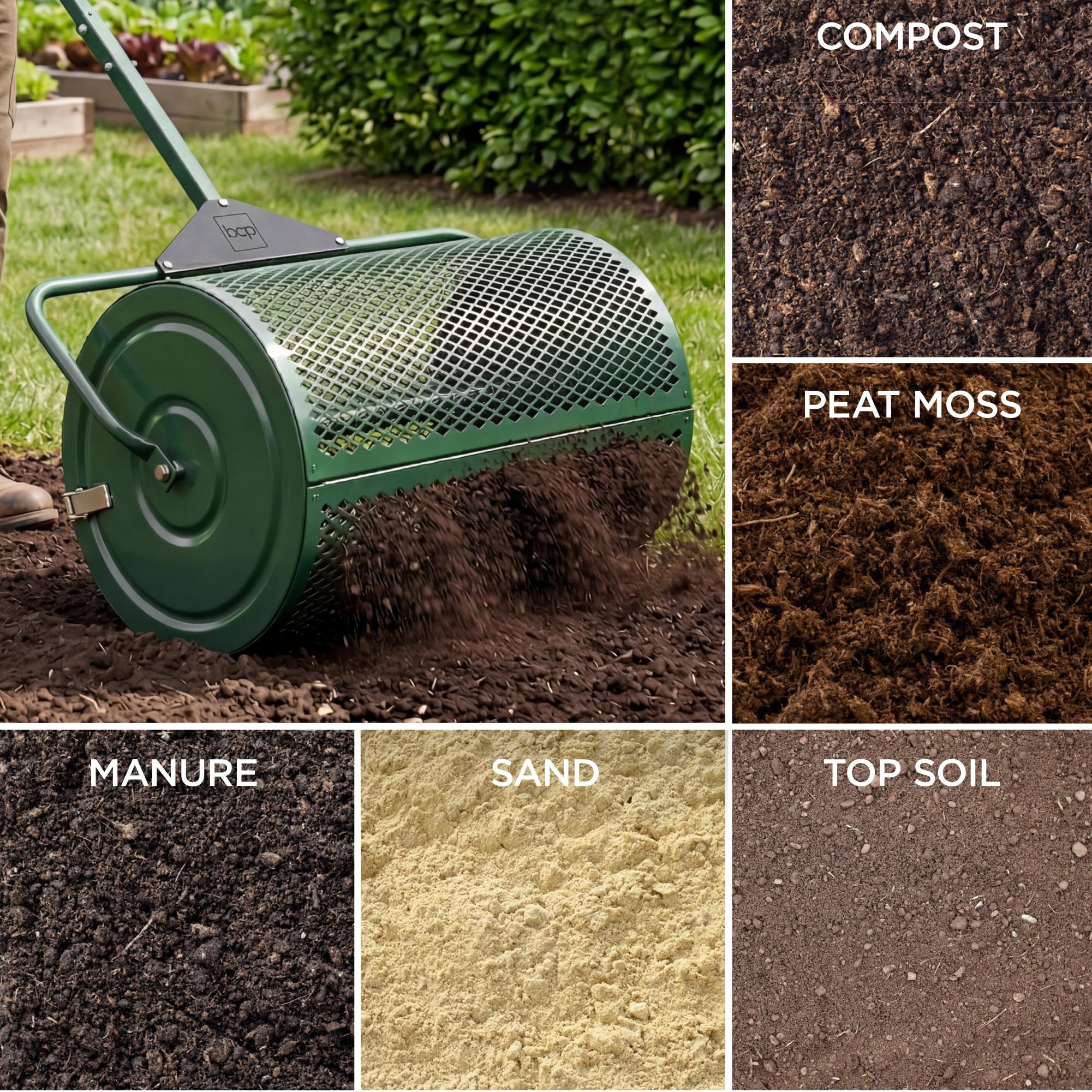 Best Choice Products Compost Spreader 24" Wide, Heavy Duty Steel Lawn & Peat Moss Spreader, Adjustable T-Shaped Handle​ - Top Soil, Sand, Manure, Mulch, Top Dressing Lawn and Garden Spreader - Image 8