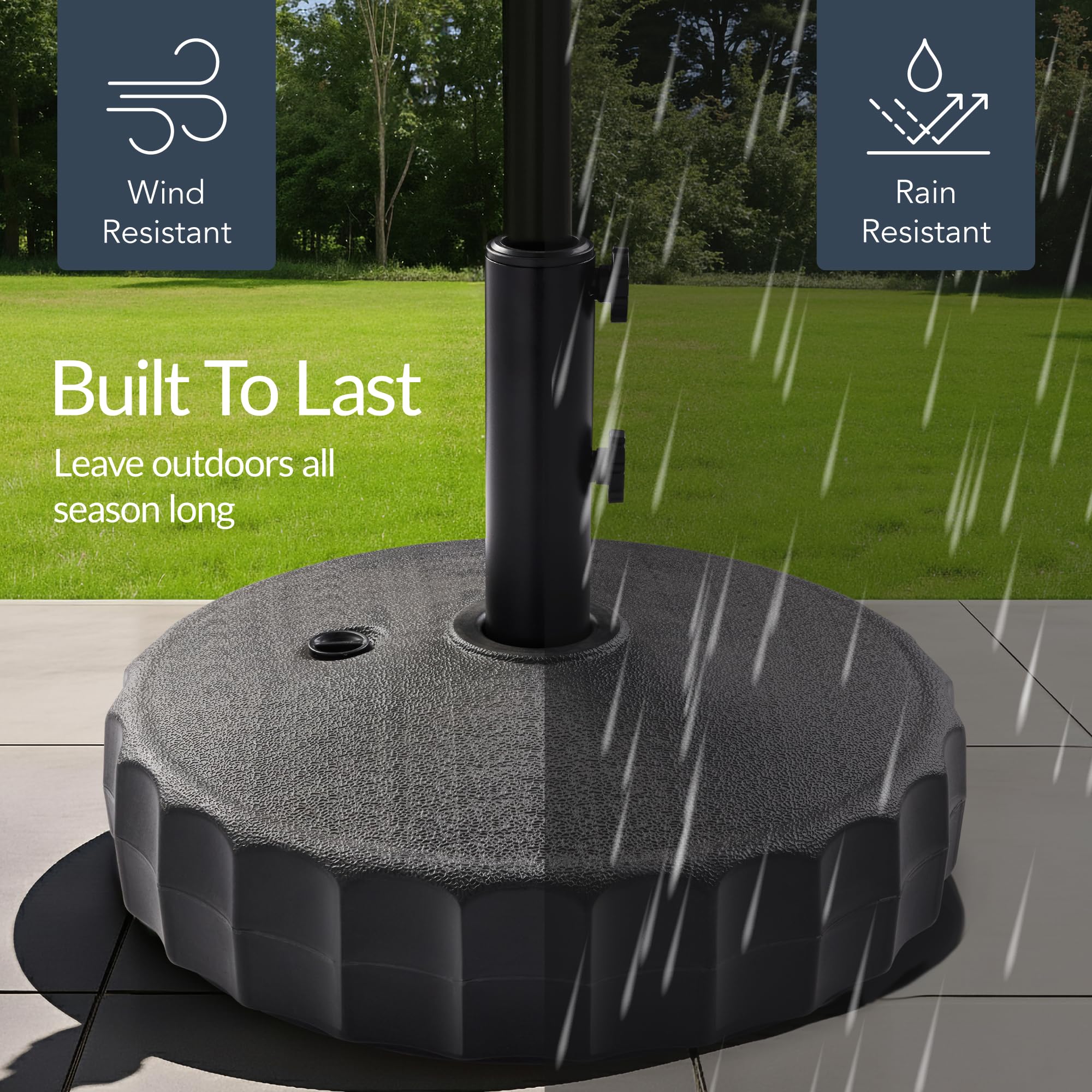 Best Choice Products Fillable Umbrella Base Stand Fluted Design Plastic Patio Umbrella Base Stand, Pole Holder for Outdoor, Lawn w/ 55lbs Weight Capacity, Adjustment Knob - Image 6