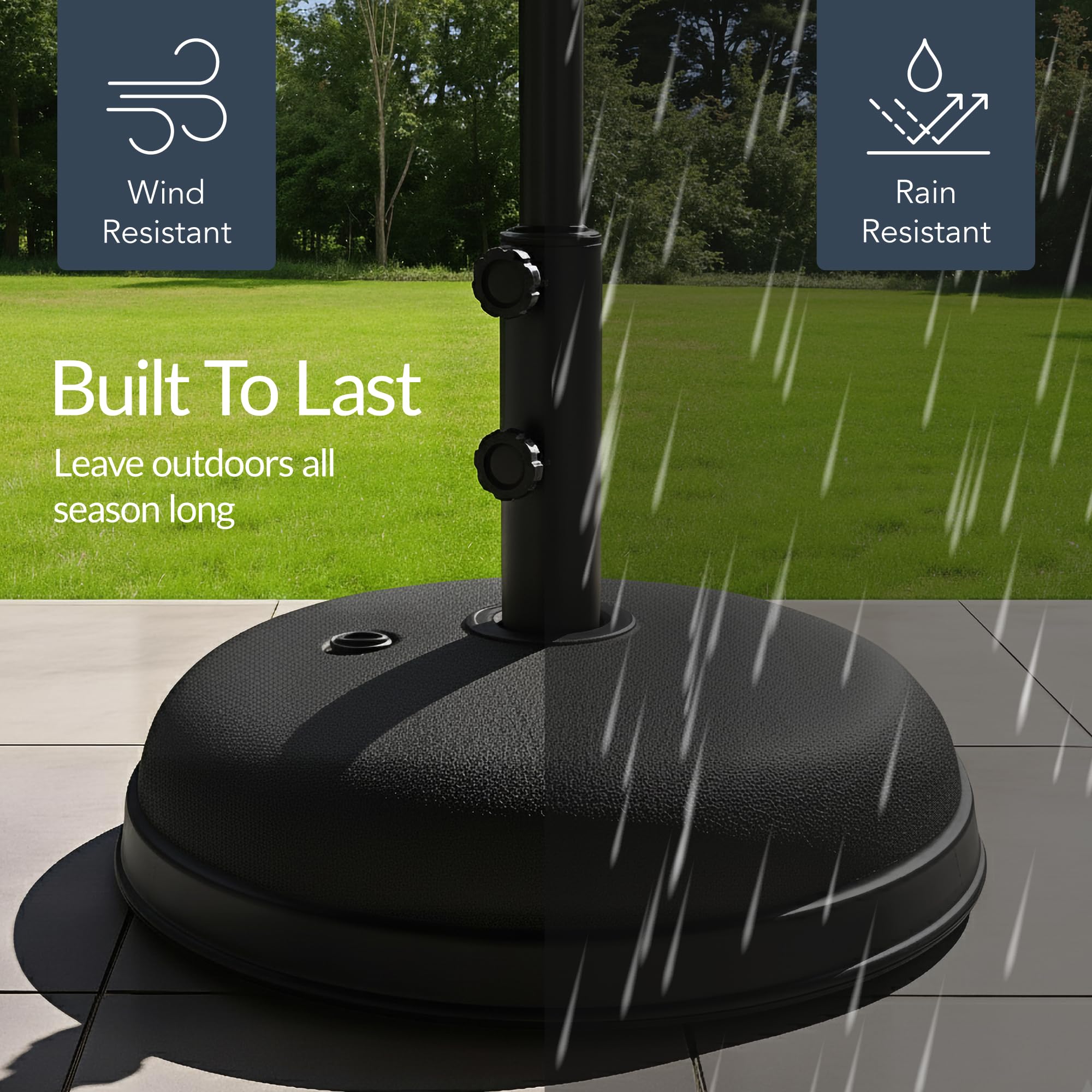 Best Choice Products Fillable Umbrella Base Stand Round Dome Plastic Patio Umbrella Base Stand, Pole Holder for Outdoor, Lawn w/ 55lbs Weight Capacity, Adjustment Knob - Black - Image 6
