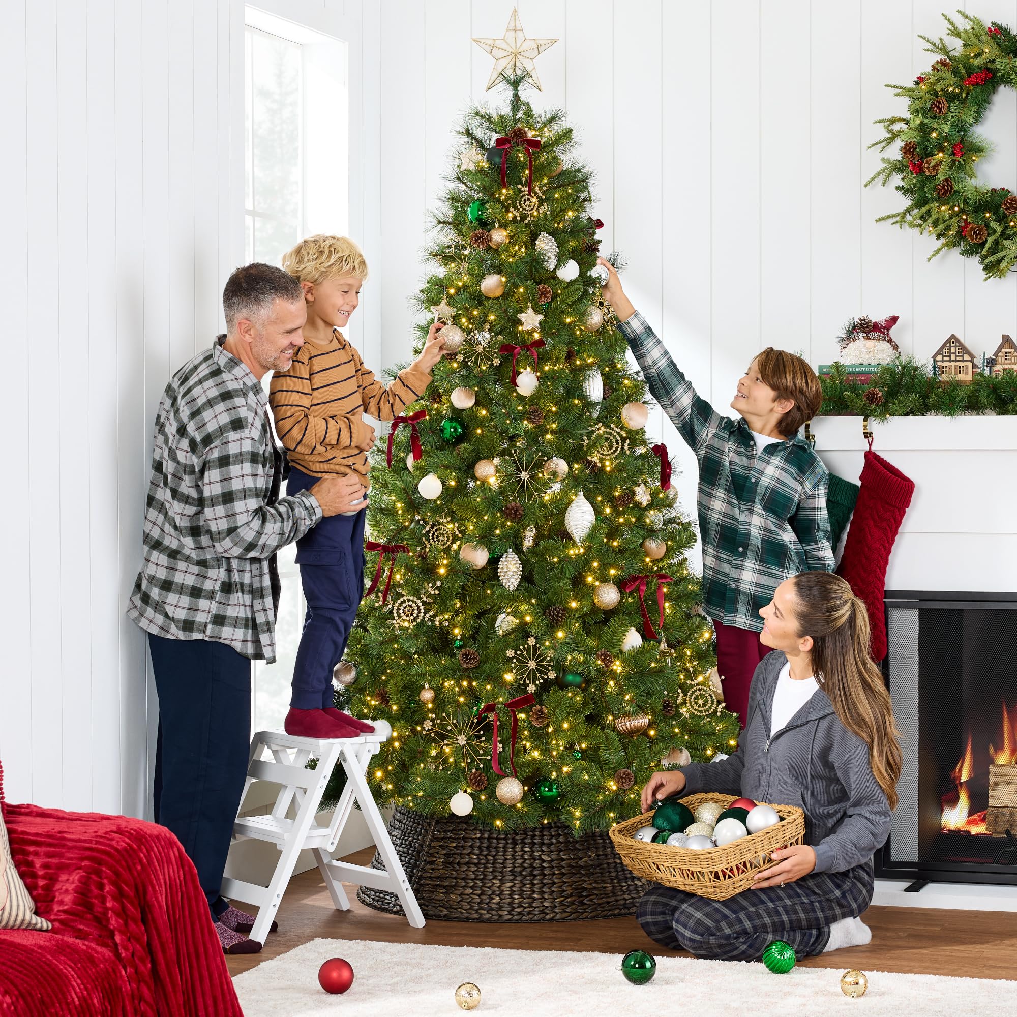 Best Choice Products Full Scotch Pine Christmas Tree, 9ft Pre-Lit Holiday Decor w/ 2,000 Twinkling Micro LED Lights, 2-in-1 White & Multicolor - Image 3