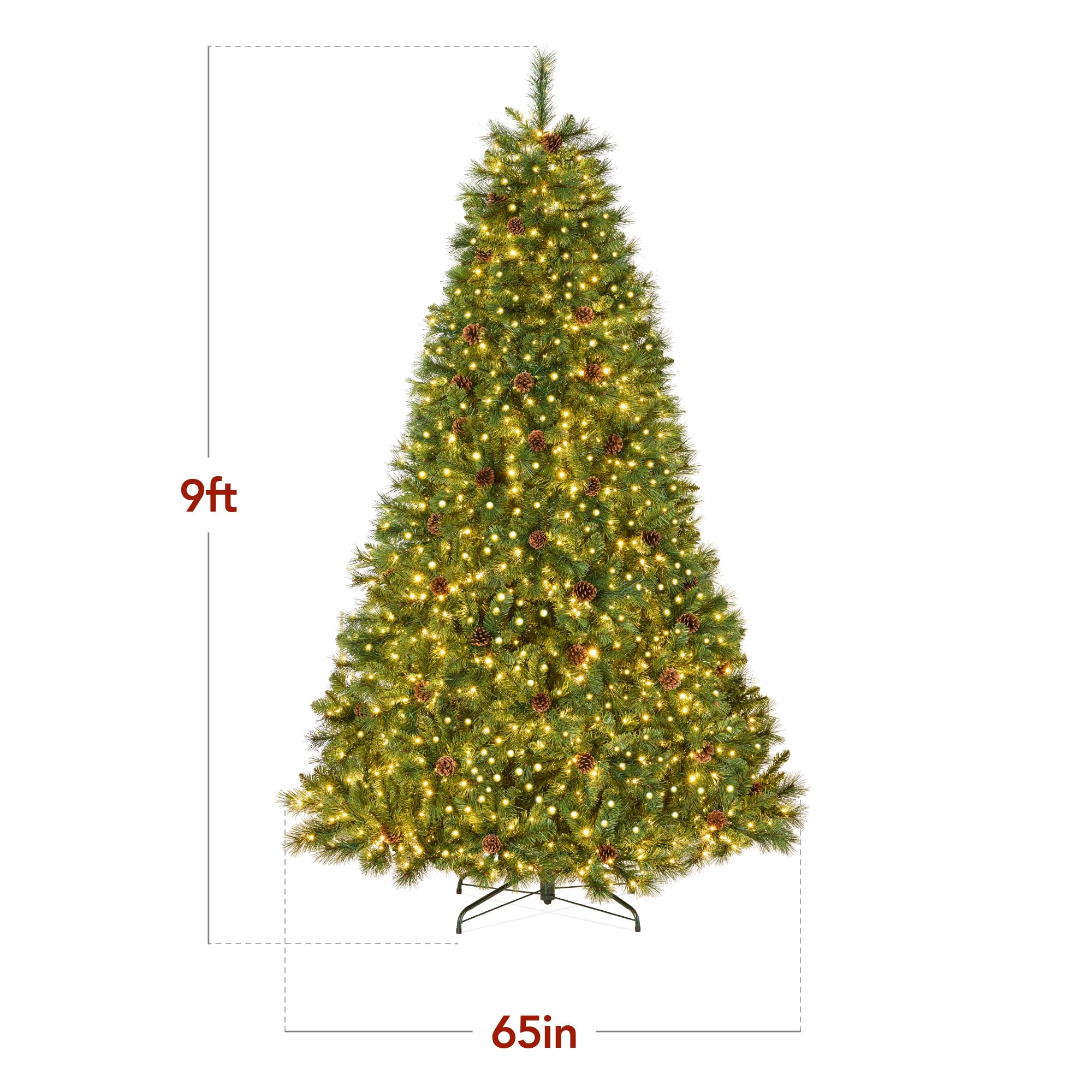 Best Choice Products Full Scotch Pine Christmas Tree, 9ft Pre-Lit Holiday Decor w/ 2,000 Twinkling Micro LED Lights, 2-in-1 White & Multicolor - Image 9