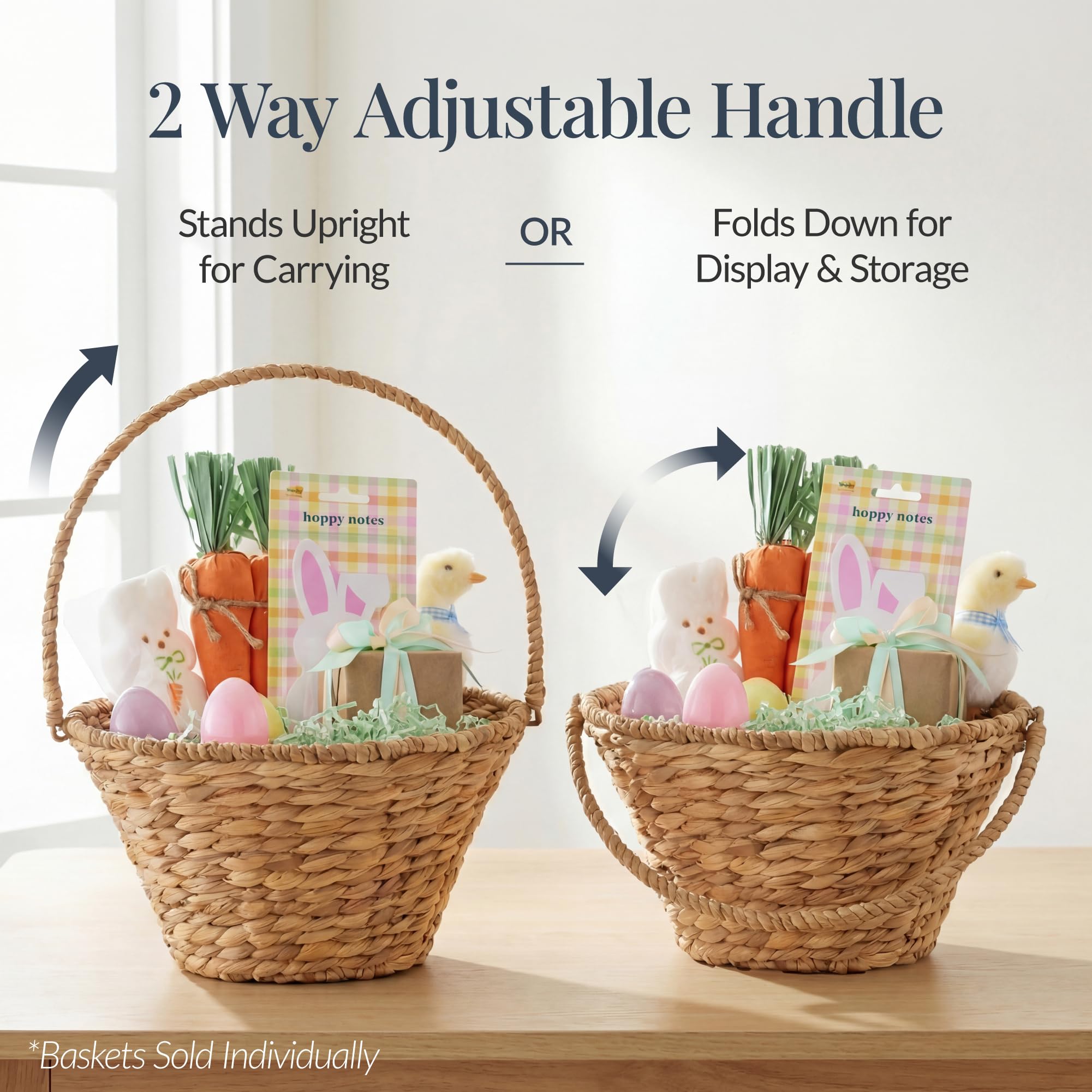 Best Choice Products Handwoven Easter Basket, Small Woven Easter Basket for Kids, Easter Egg Hunt Basket w/Collapsible Handle, Tapered Shape, Water Hyacinth - Natural - Image 4