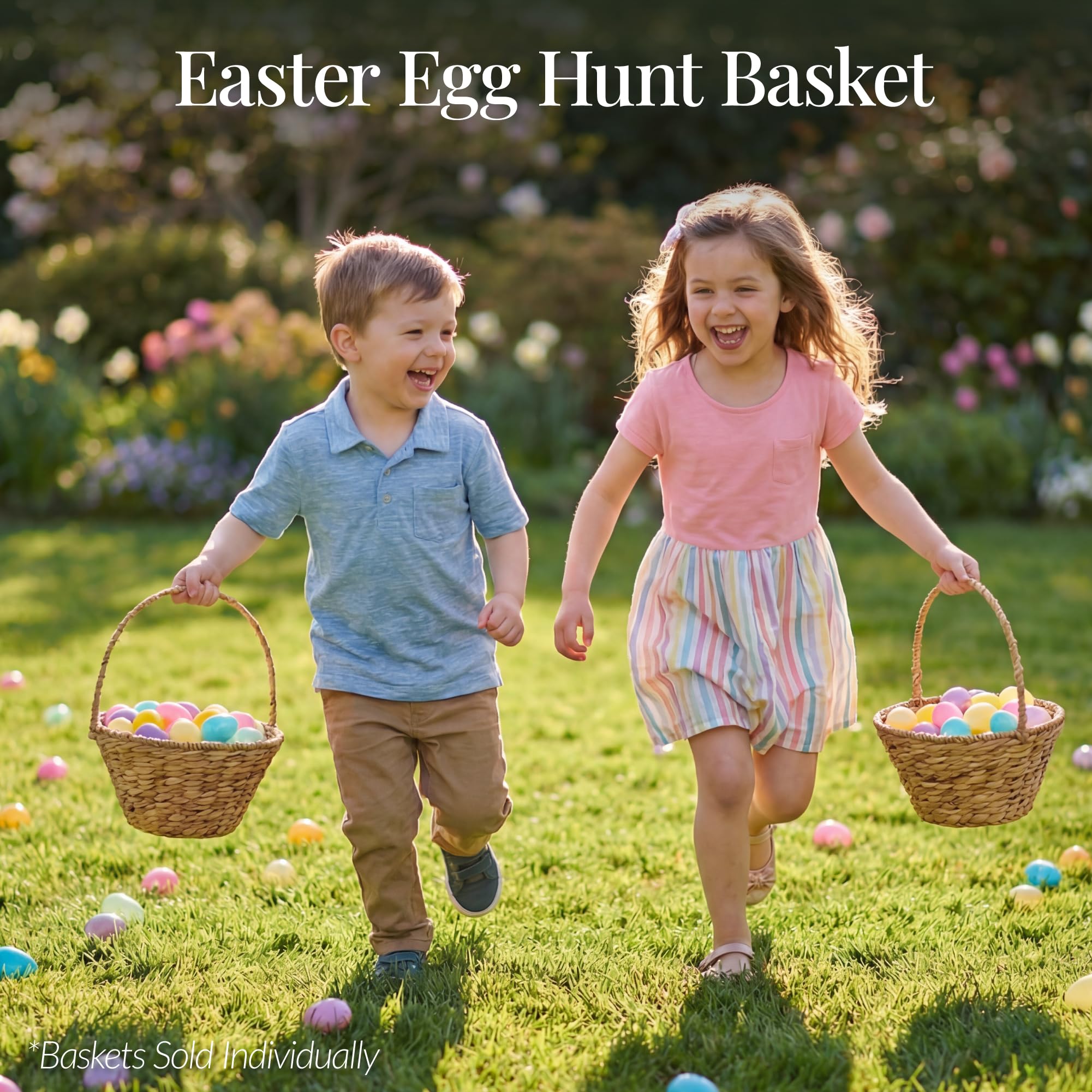 Best Choice Products Handwoven Easter Basket, Small Woven Easter Basket for Kids, Easter Egg Hunt Basket w/Collapsible Handle, Tapered Shape, Water Hyacinth - Natural - Image 6