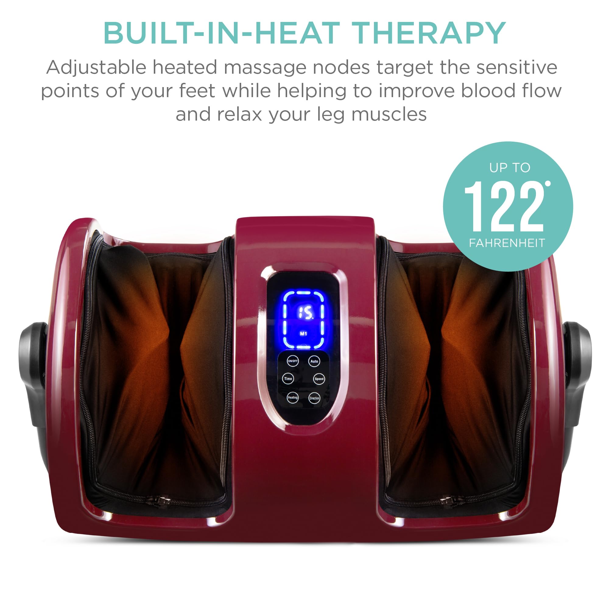 Best Choice Products Heated Shiatsu Foot Massager for Pain Relief, Plantar Fasciitis, Neuropathy, Blood Circulation w/Compact Design - Burgundy - Image 3