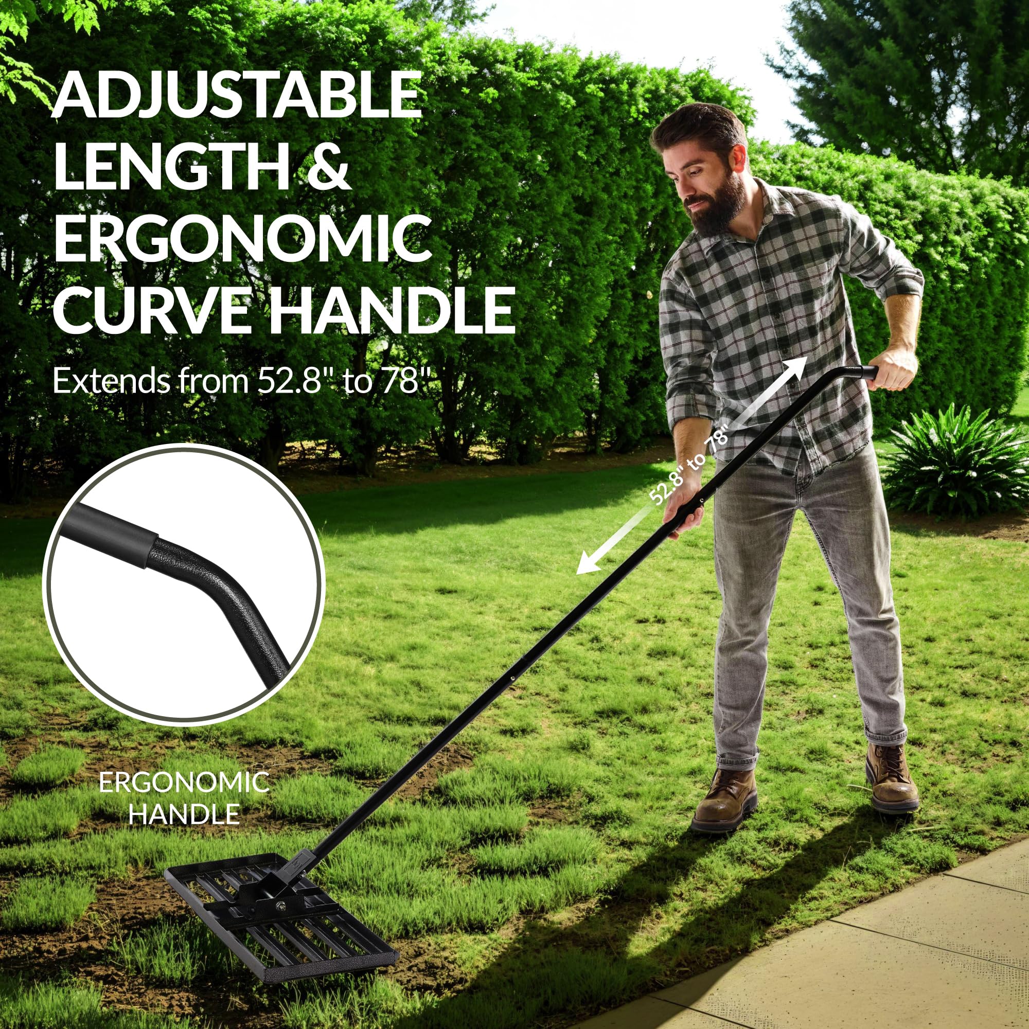 Best Choice Products Lawn Leveling Rake 30x10 inch Professional Grade Lawn Leveler Tool - Heavy Duty Soil Leveling Rake with 78in Long Handle for Yard, Garden, Landscaping, Golf Course, Farm, Pasture - Image 6