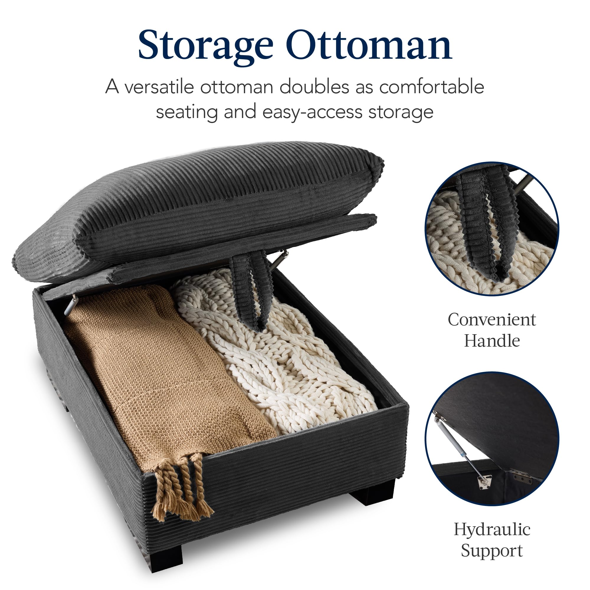 Best Choice Products Modern Loveseat Sofa for Living Room, Corduroy Recliner, Removable Cover, Spring Cushions, Solid Wood Frame, Easy Assembly for Small Spaces, 82in – Gray - Image 6