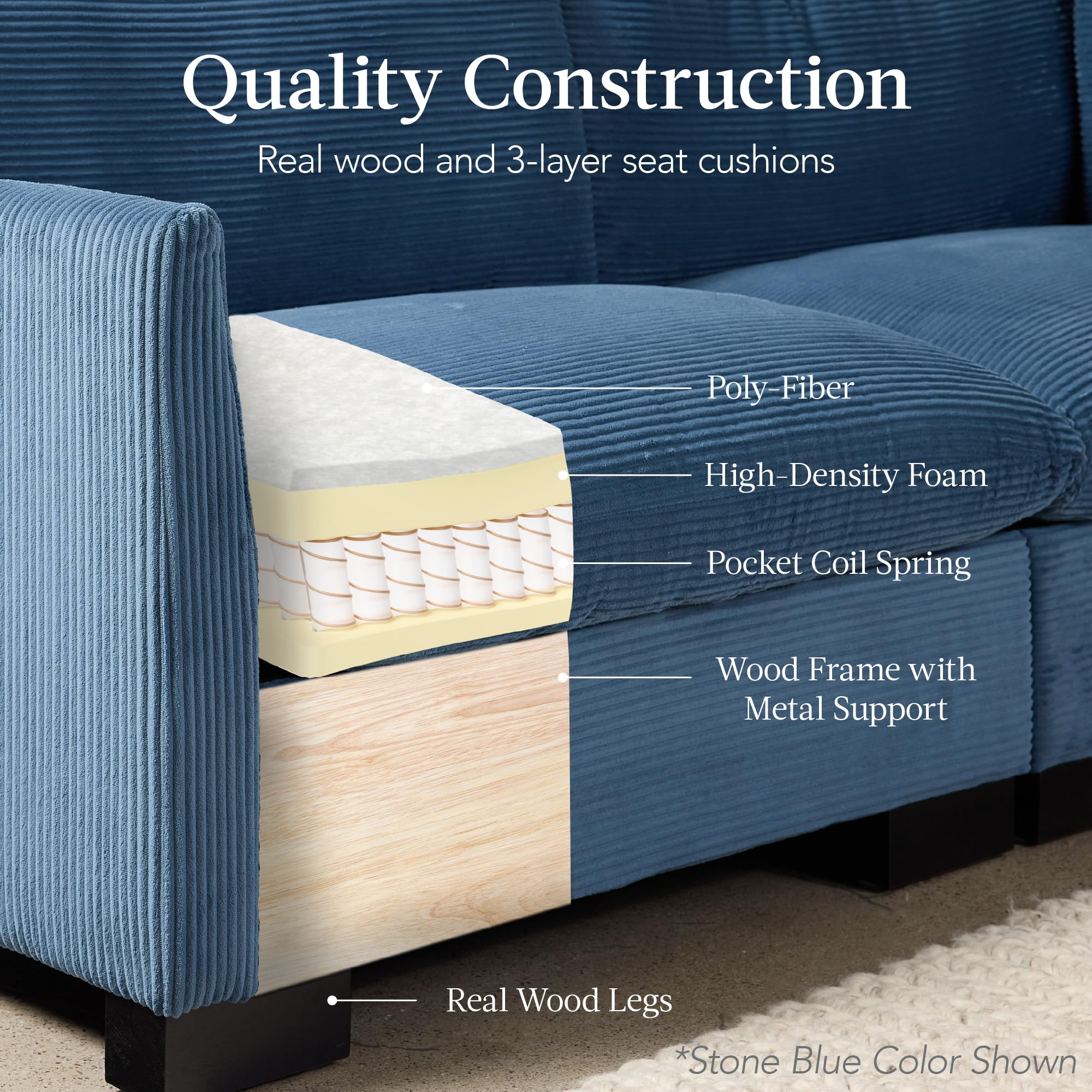 Best Choice Products Modern Loveseat Sofa for Living Room, Corduroy Recliner, Removable Cover, Spring Cushions, Solid Wood Frame, Easy Assembly for Small Spaces, 82in – Gray - Image 8