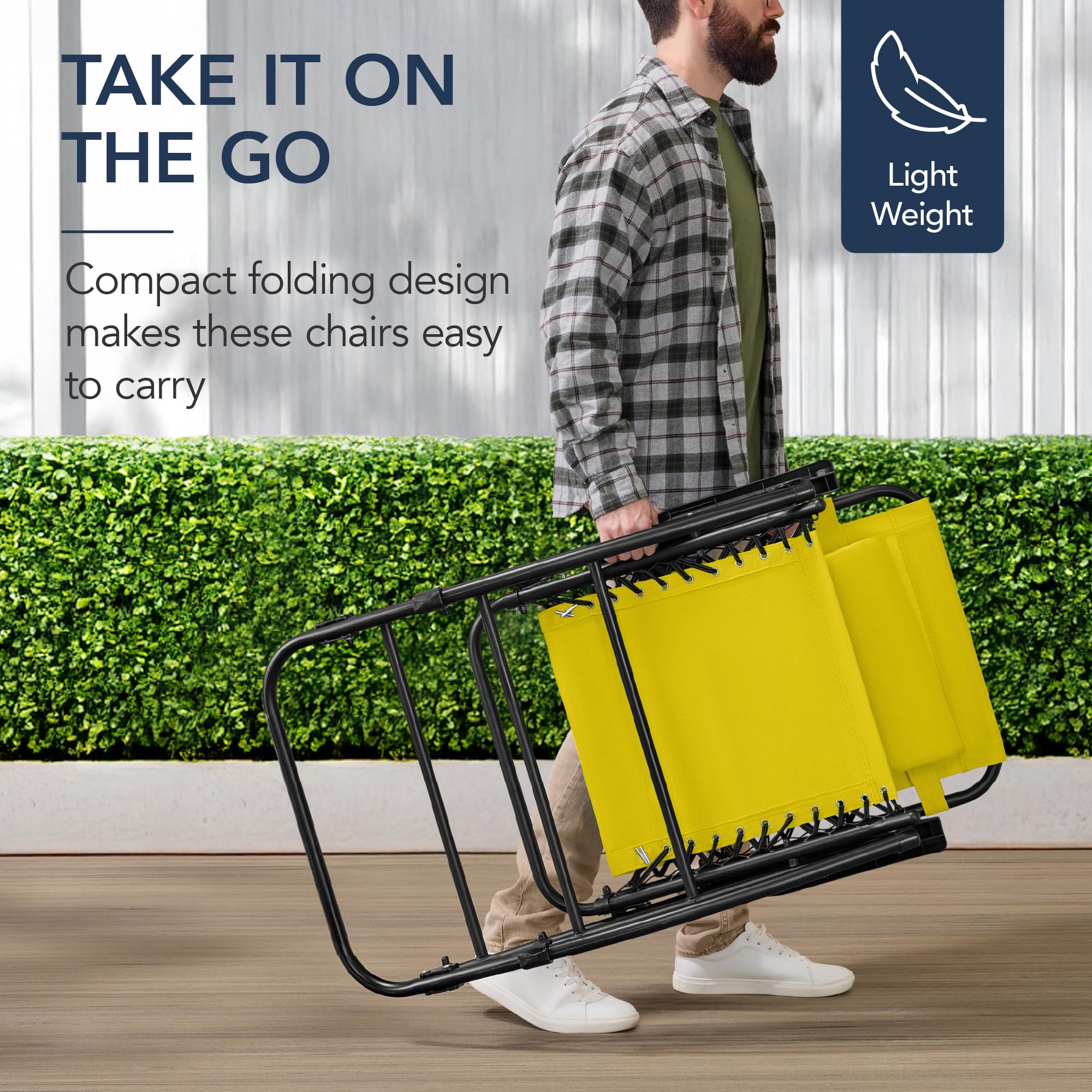 Best Choice Products Outdoor Zero Gravity Rocking Chair, Folding Reclining Patio Lounge Chair with Adjustable Pillow for Lawn, Beach, Camping - Sunflower Yellow - Image 5