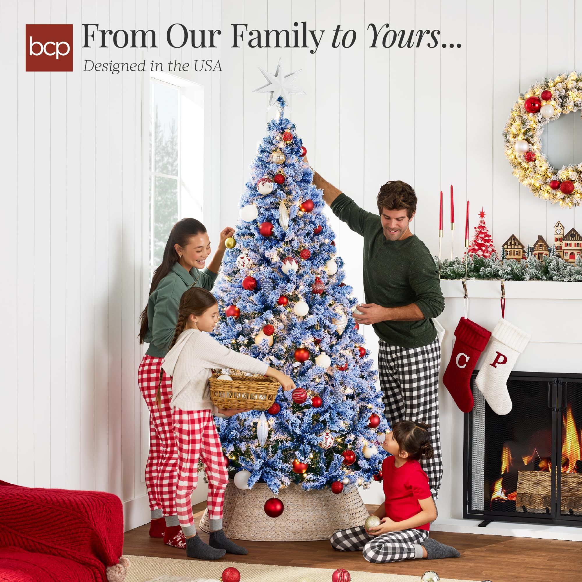 Best Choice Products Pre-Lit Ice Blue Christmas Tree, 9ft Artificial Flocked Full Fir Tree, Holiday Decoration w/ 900 Lights, 2,094 Branch Tips - Image 4