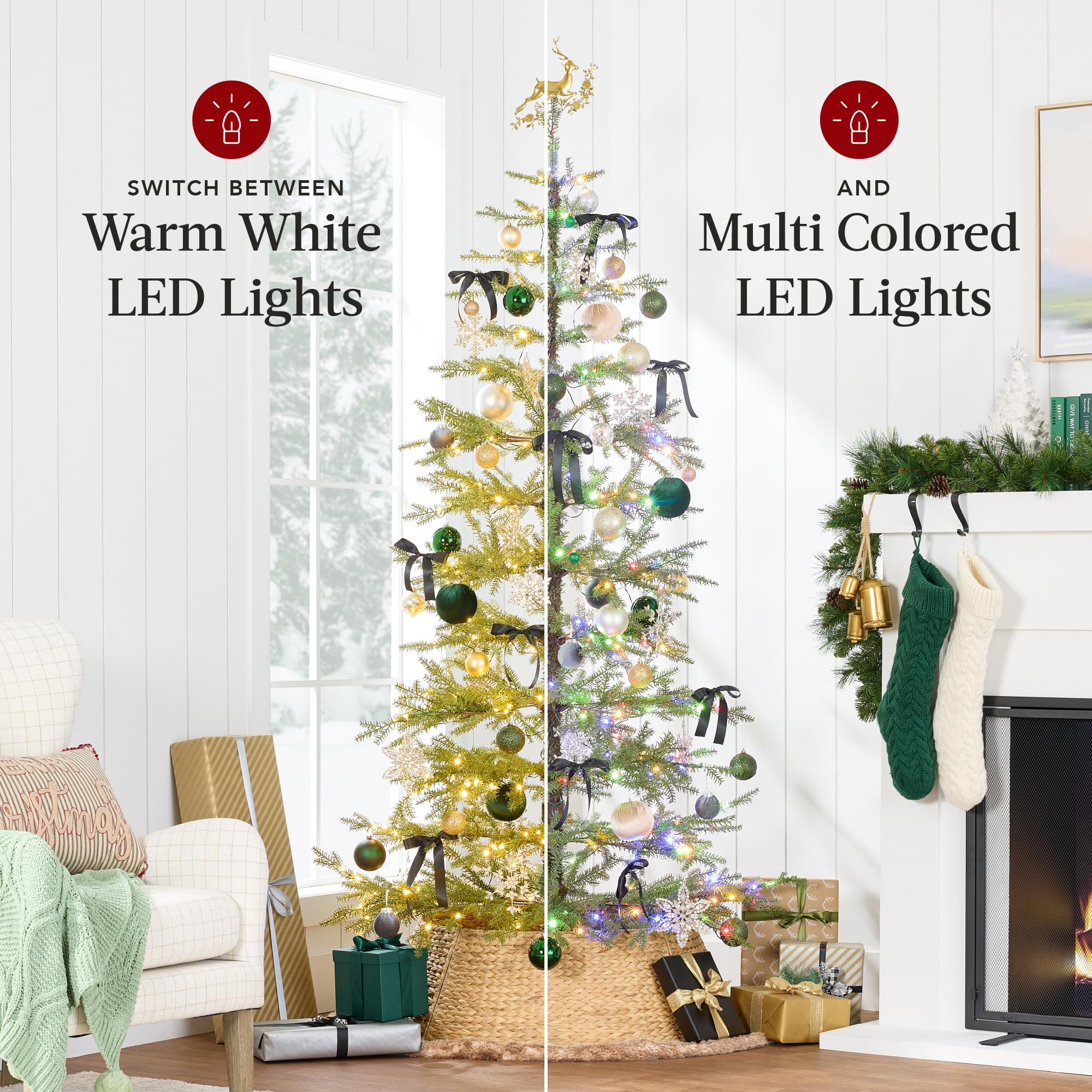 Best Choice Products Pre-Lit Sparse Christmas Tree 7.5ft Artificial Pine Holiday Décor Aspen Noble Fir w/ 2-in-1 White & Multicolor LED Lights - Image 4