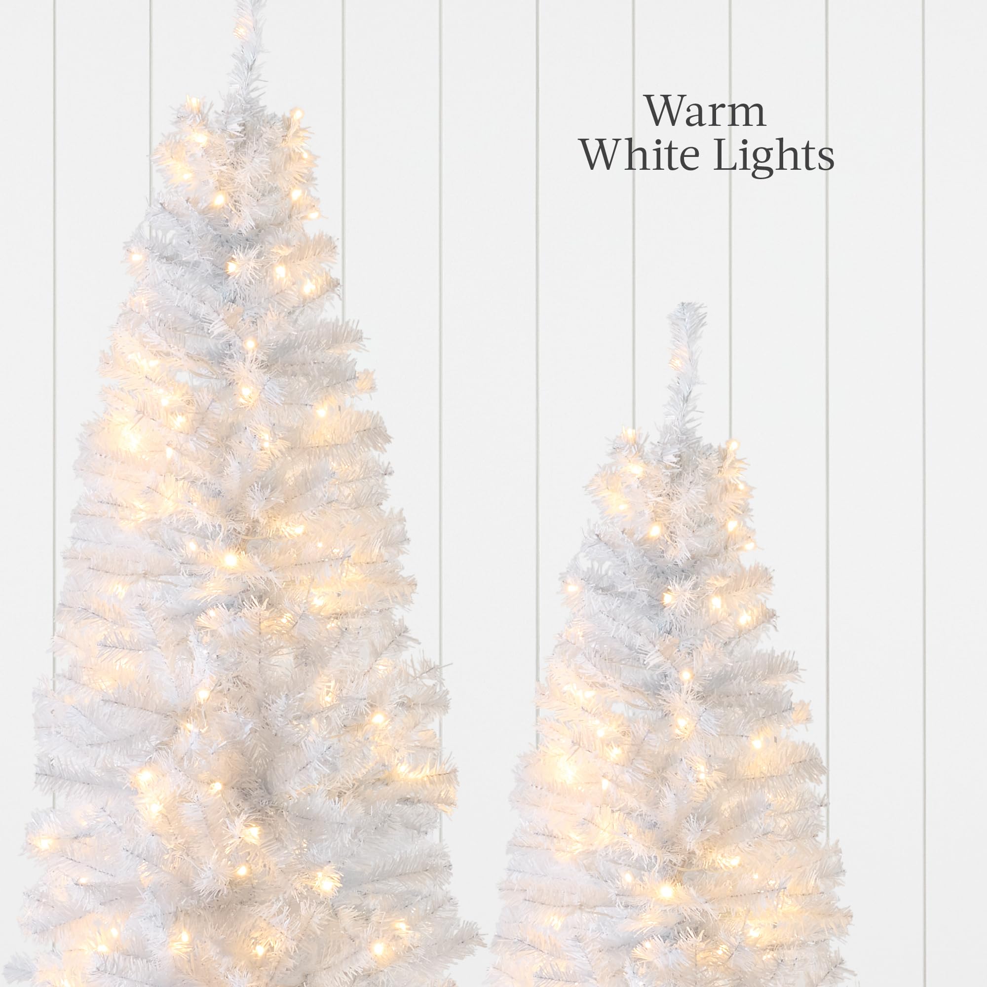 Best Choice Products Pre-Lit White Pencil Christmas Tree, 7.5ft Slim Lighted Artificial Décor w/Incandescent White Lights, Skinny Tree, Metal Base - Image 6
