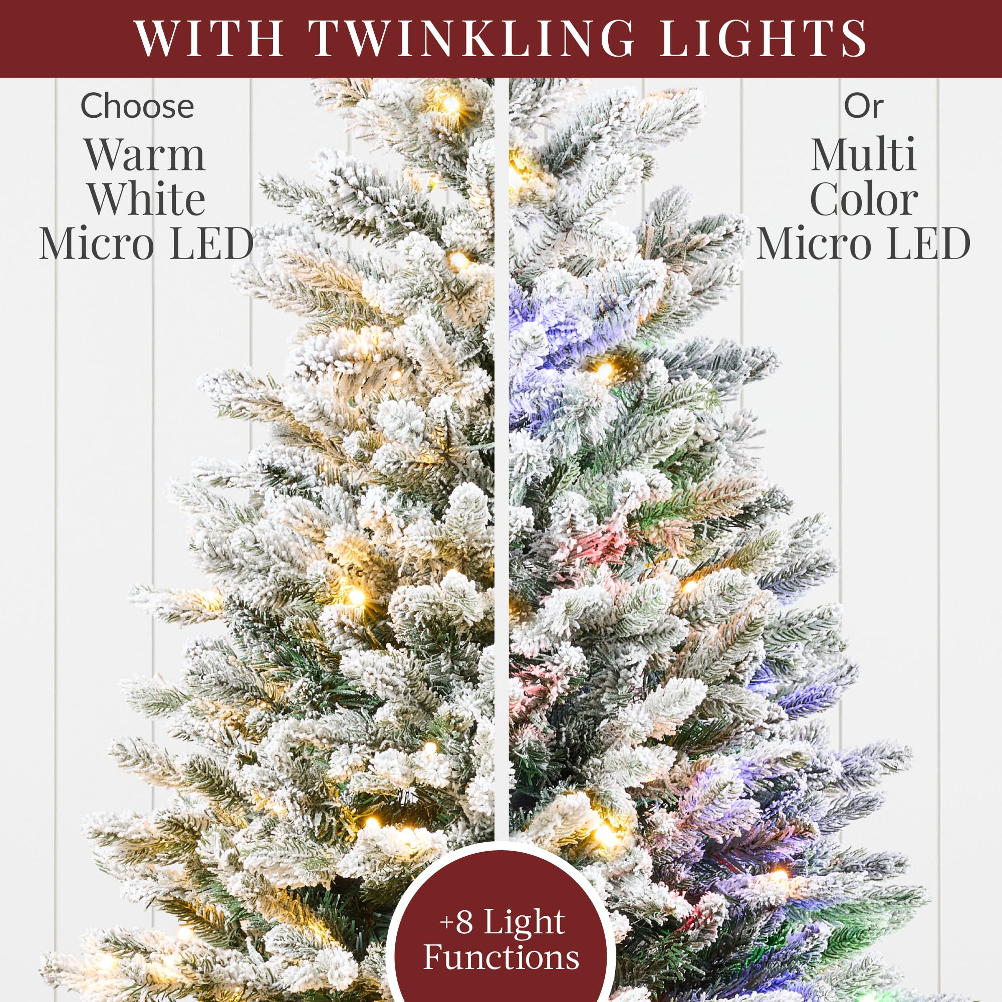 Best Choice Products Prelit Potted Pencil Christmas Tree, 4.5Ft Flocked Realistic Artificial Lighted Holiday Décor, 175 Twinkling LEDs for Home, Porch - Image 5