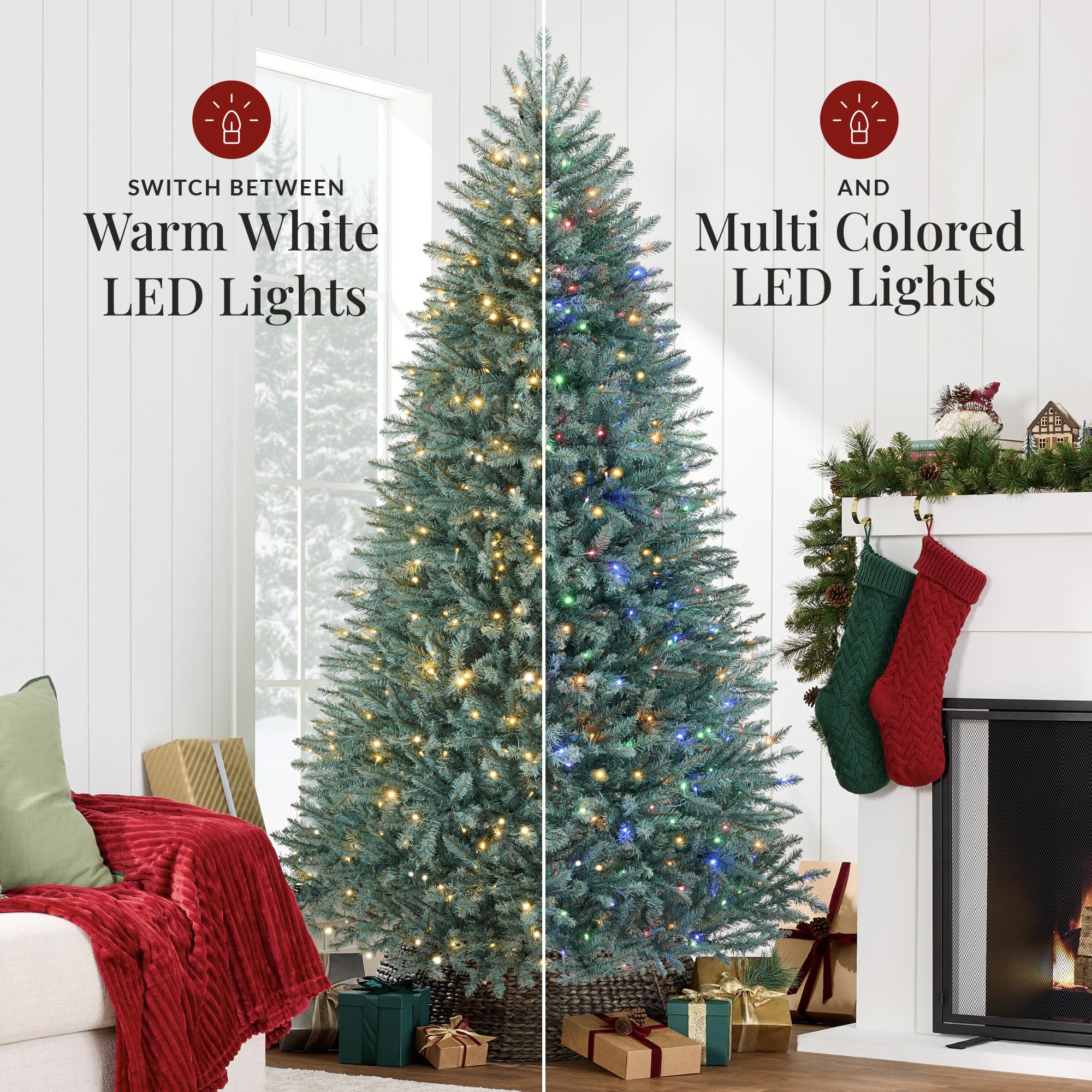 Best Choice Products Premium Nordic Fir Christmas Tree, 6ft Pre-lit Artificial Full Realistic Holiday Décor w/ 2-in-1 Twinkle LEDs – Blue Spruce - Image 4