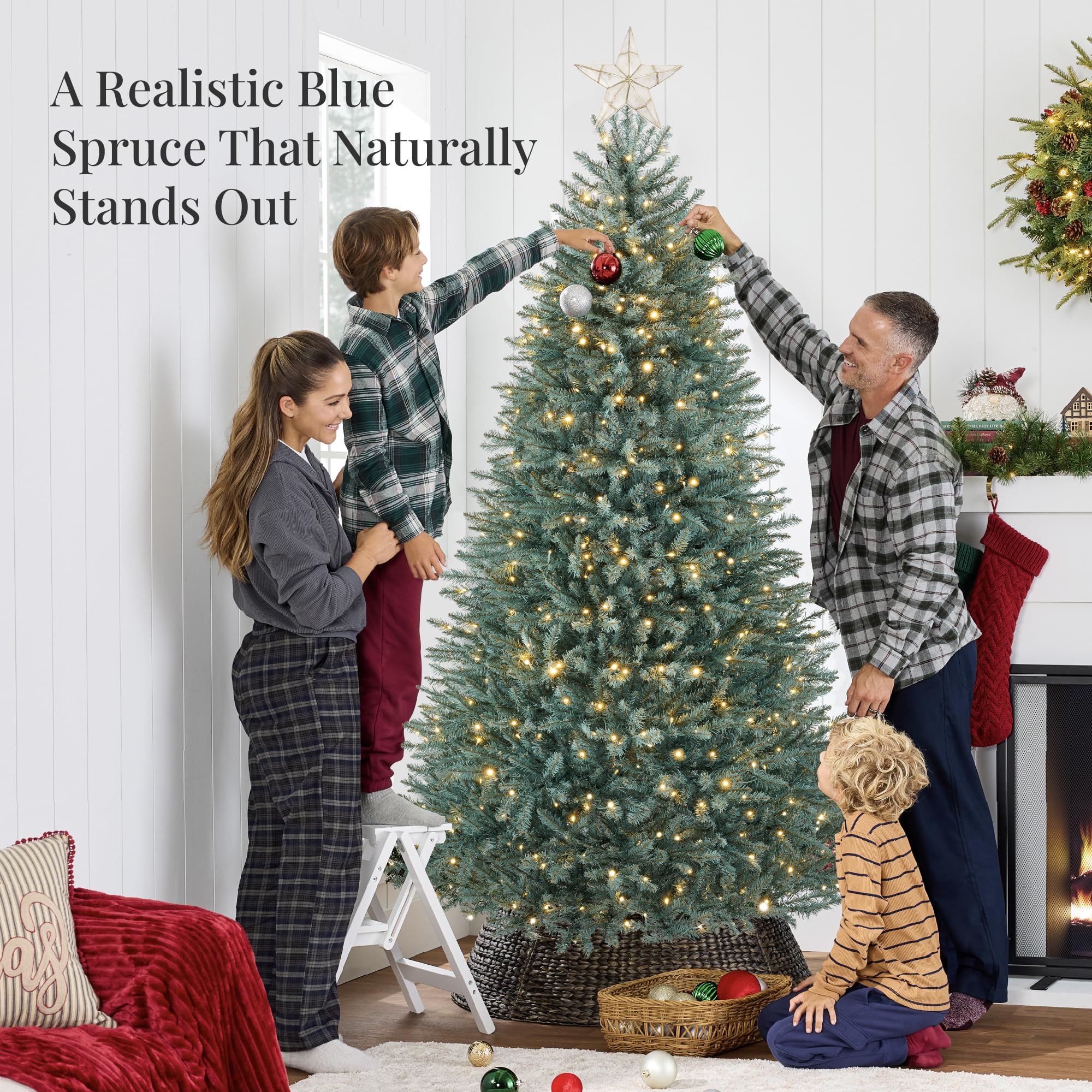 Best Choice Products Premium Nordic Fir Christmas Tree, 6ft Pre-lit Artificial Full Realistic Holiday Décor w/ 2-in-1 Twinkle LEDs – Blue Spruce - Image 5