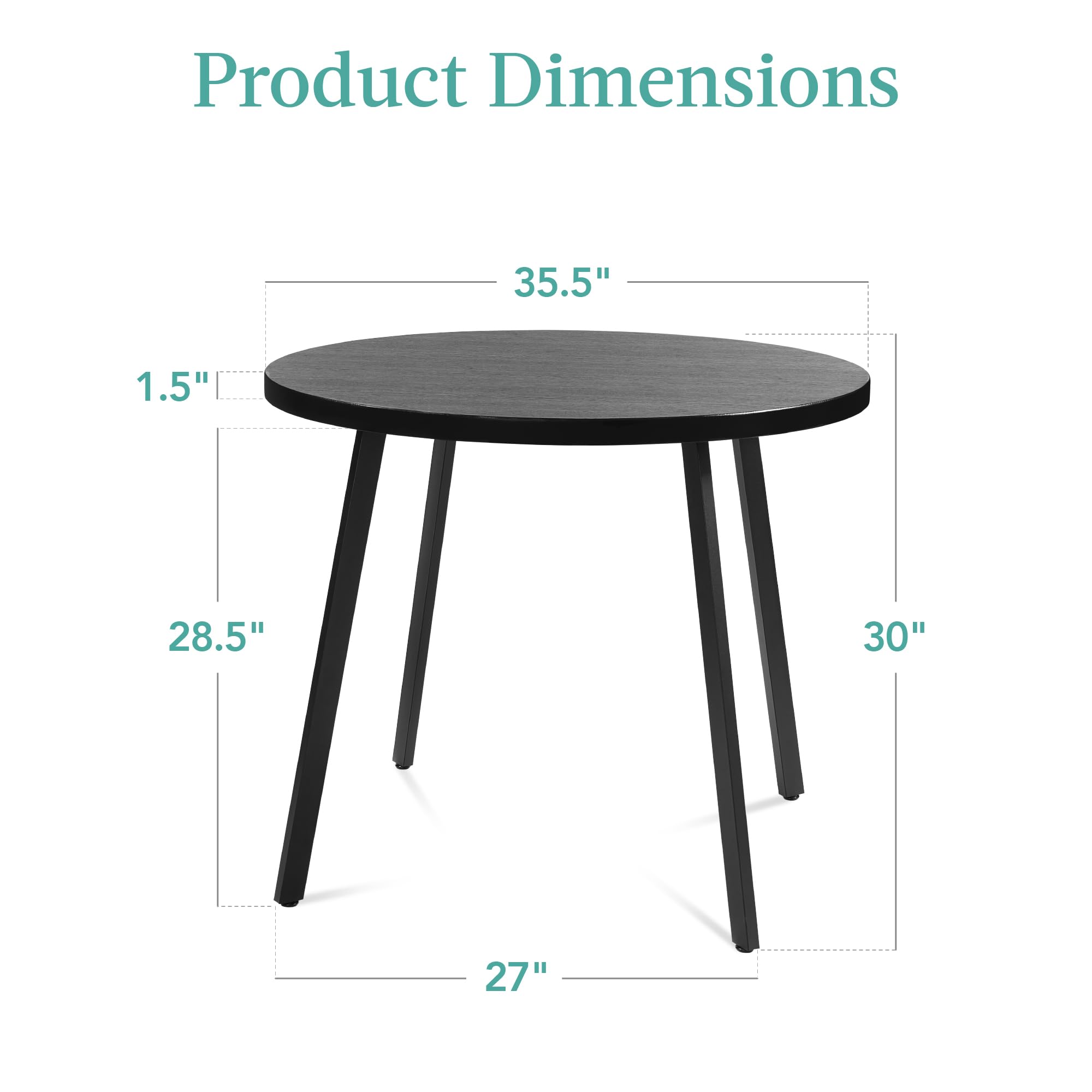 Best Choice Products Round Dining Table w/Steel Legs - Black - Image 3