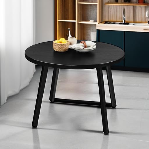 Best Choice Products Round Dining Table w/Steel Legs - Black - Image 6