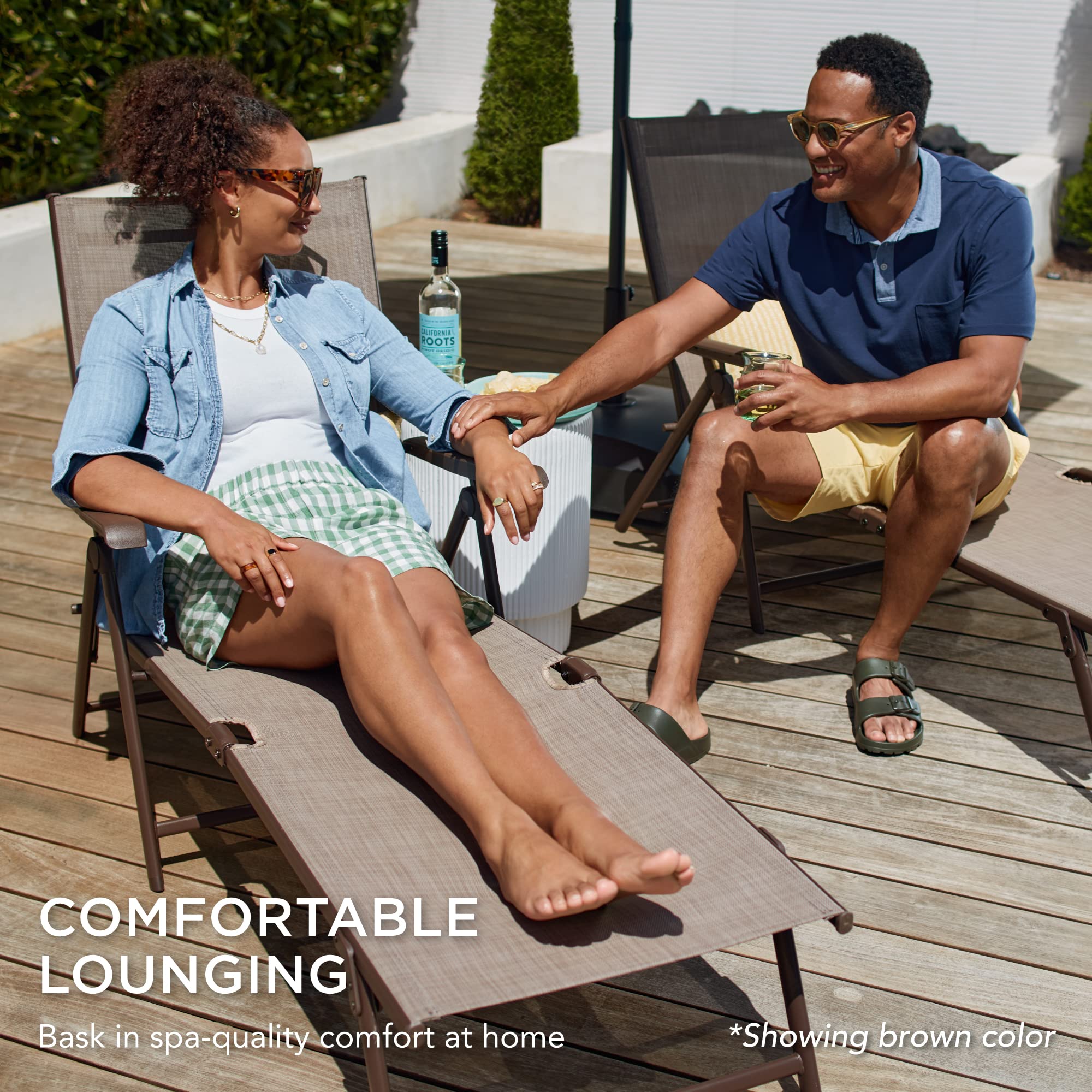 Best Choice Products Set of 2 Outdoor Patio Chaise Lounge Chair Adjustable Reclining Folding Pool Lounger for Poolside, Deck, Backyard w/Steel Frame, 250lb Weight Capacity - Black - Image 7