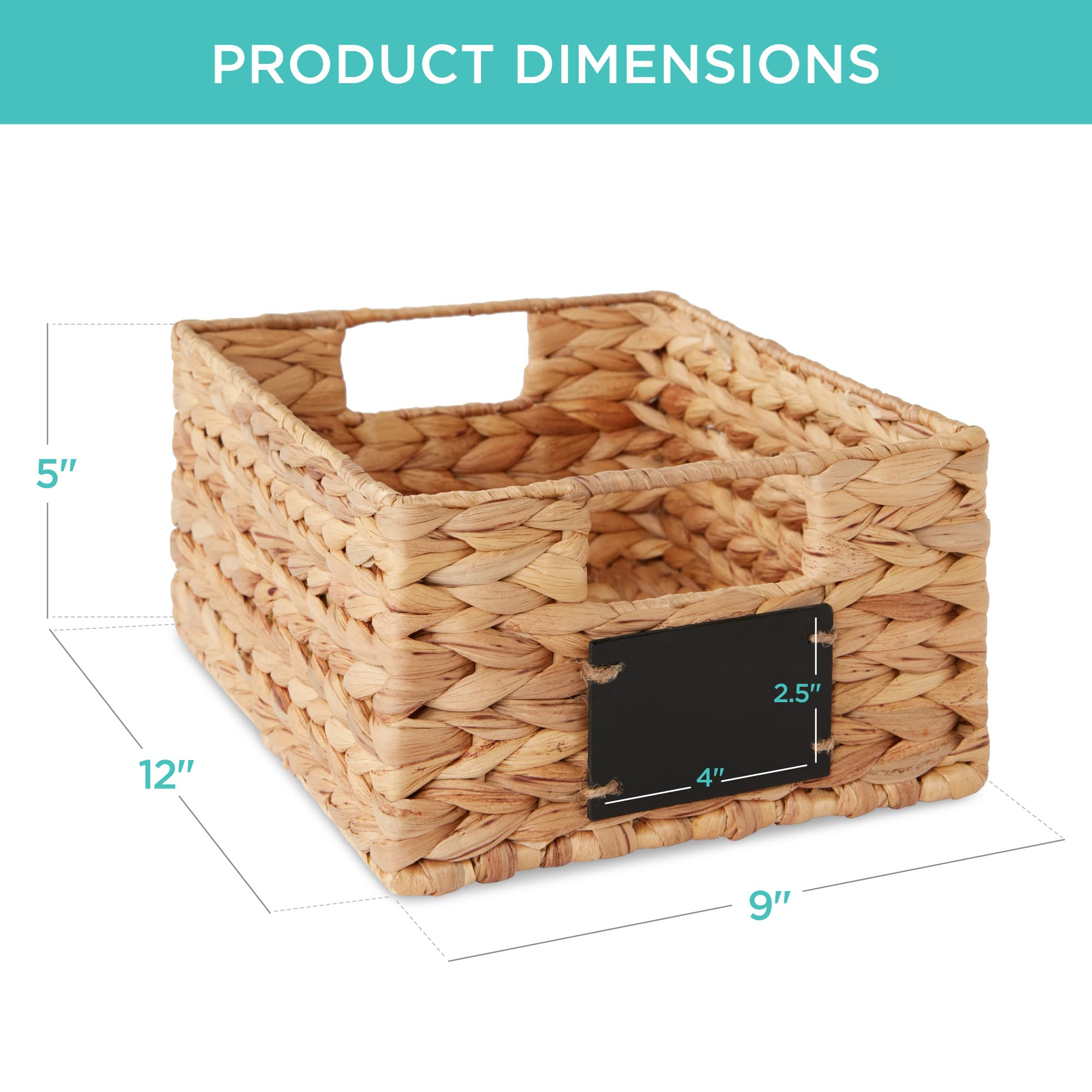 Best Choice Products Set of 4 9x12in Water Hyacinth Pantry Baskets, Woven Organizers w/Chalkboard Label, Chalk Marker - Natural - Image 7